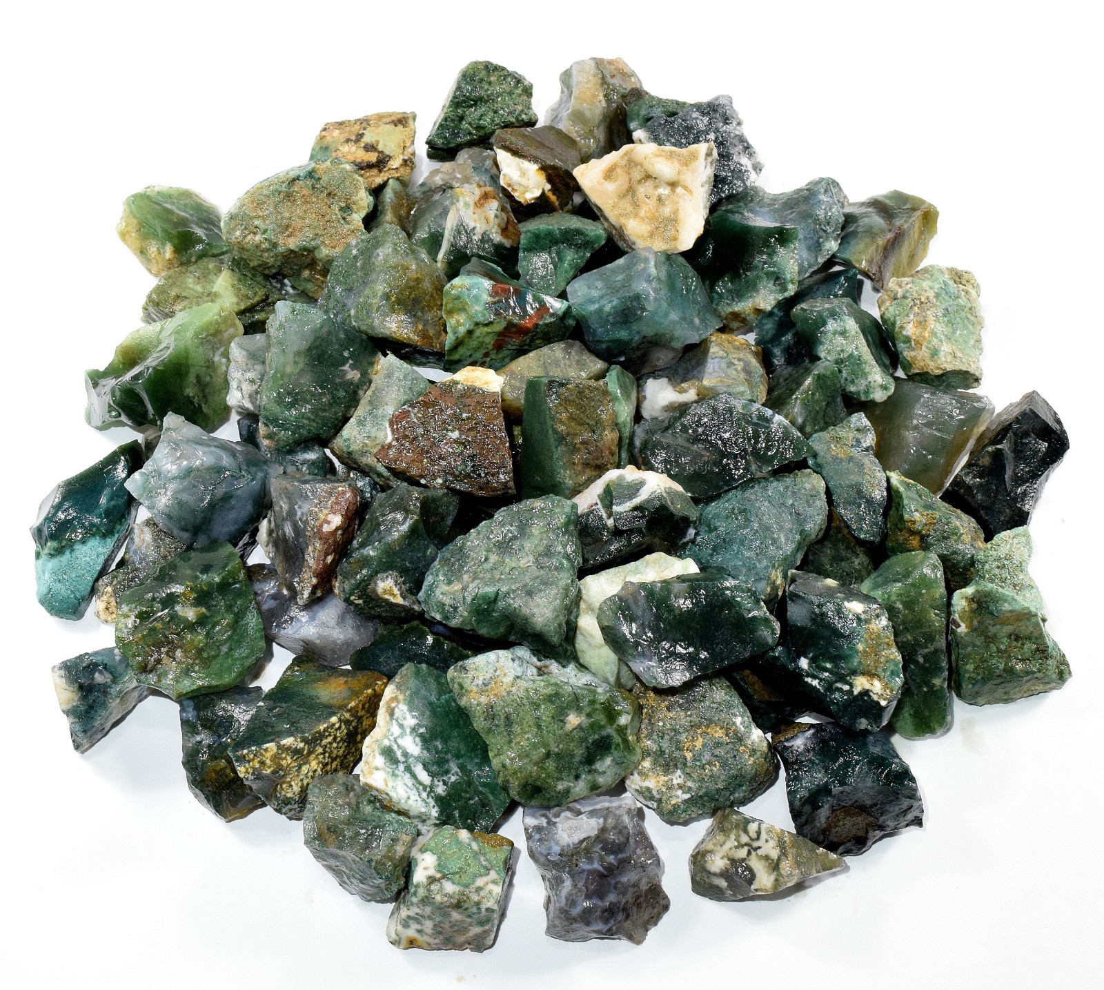 Natural Green Moss Agate Rough Stones Crystal Mineral Cabs – India 1/2 1 2 5 LB