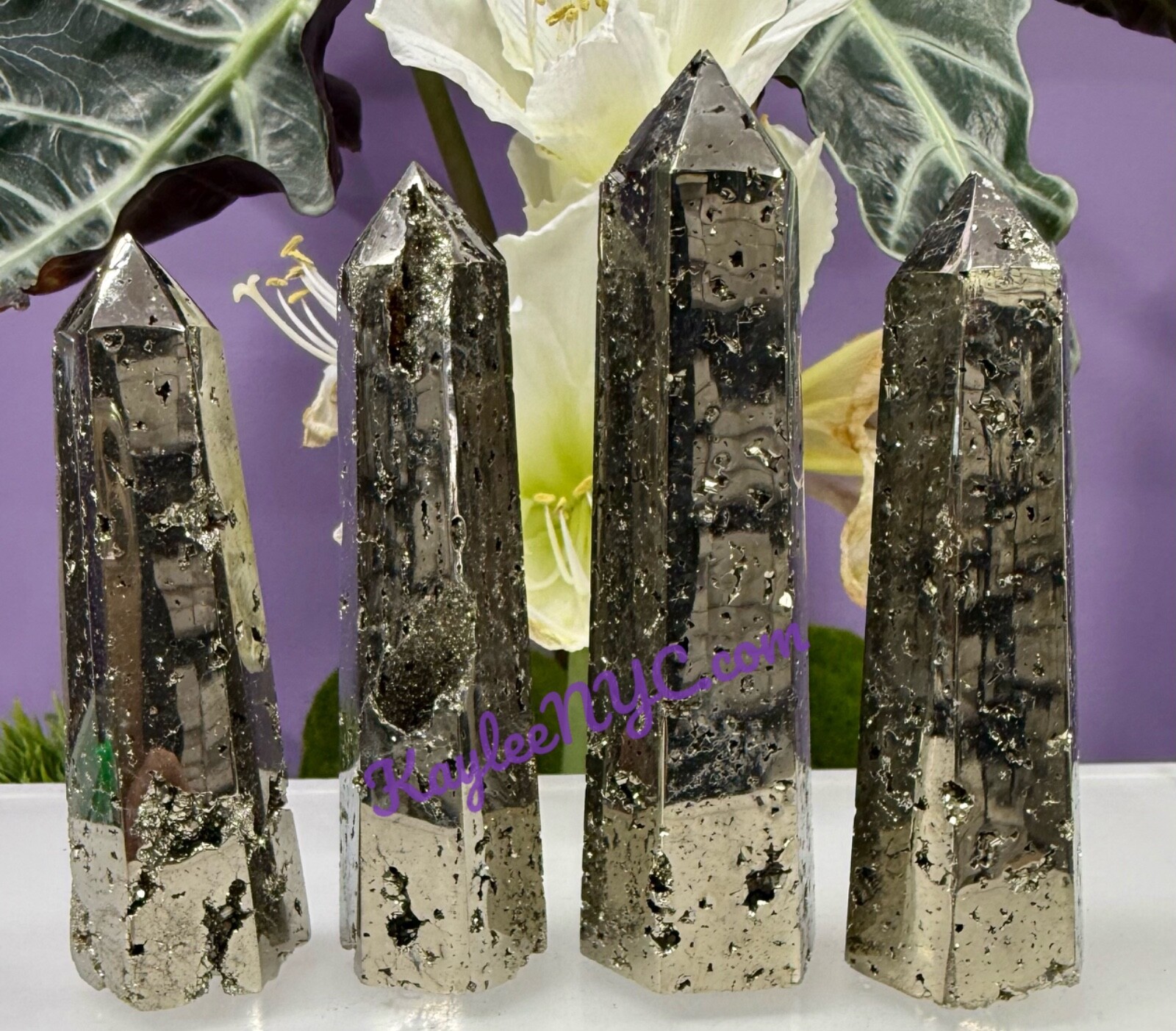 Wholesale Lot 4 Pcs Natural Pyrite Obelisk Tower Point Crystal