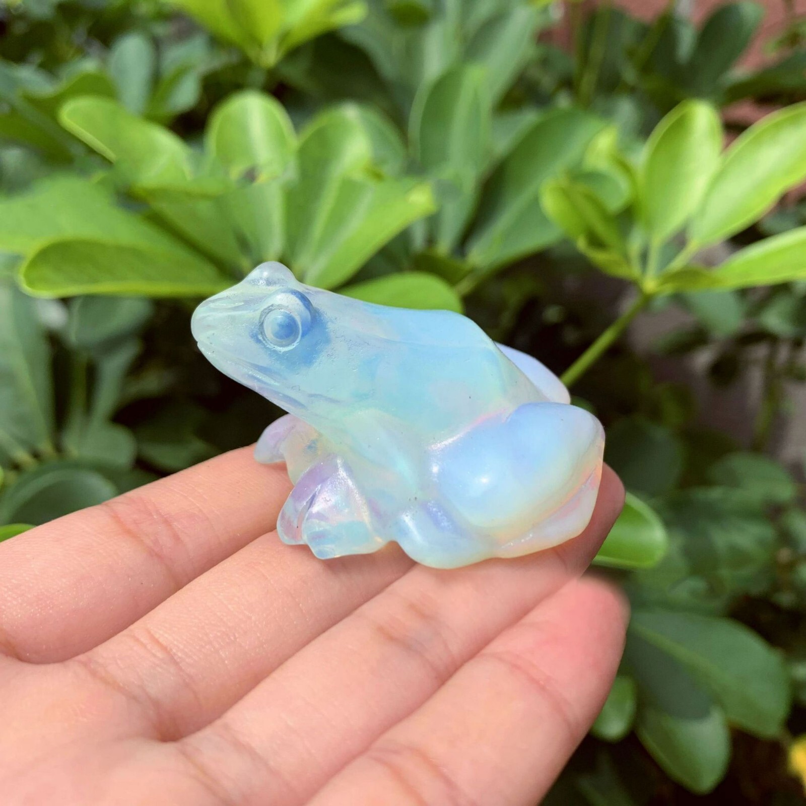 Natural Opal Hand Carved Frog Sculpture Home Garden Room Decoration Crystal Gift