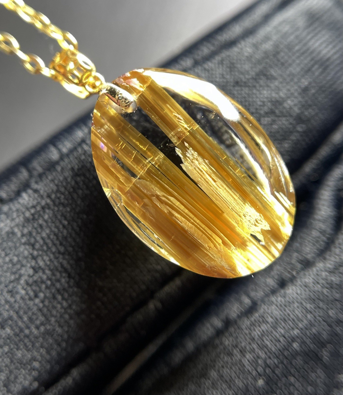 Natural Brazilian Titanium Crystal Water Drop Choker