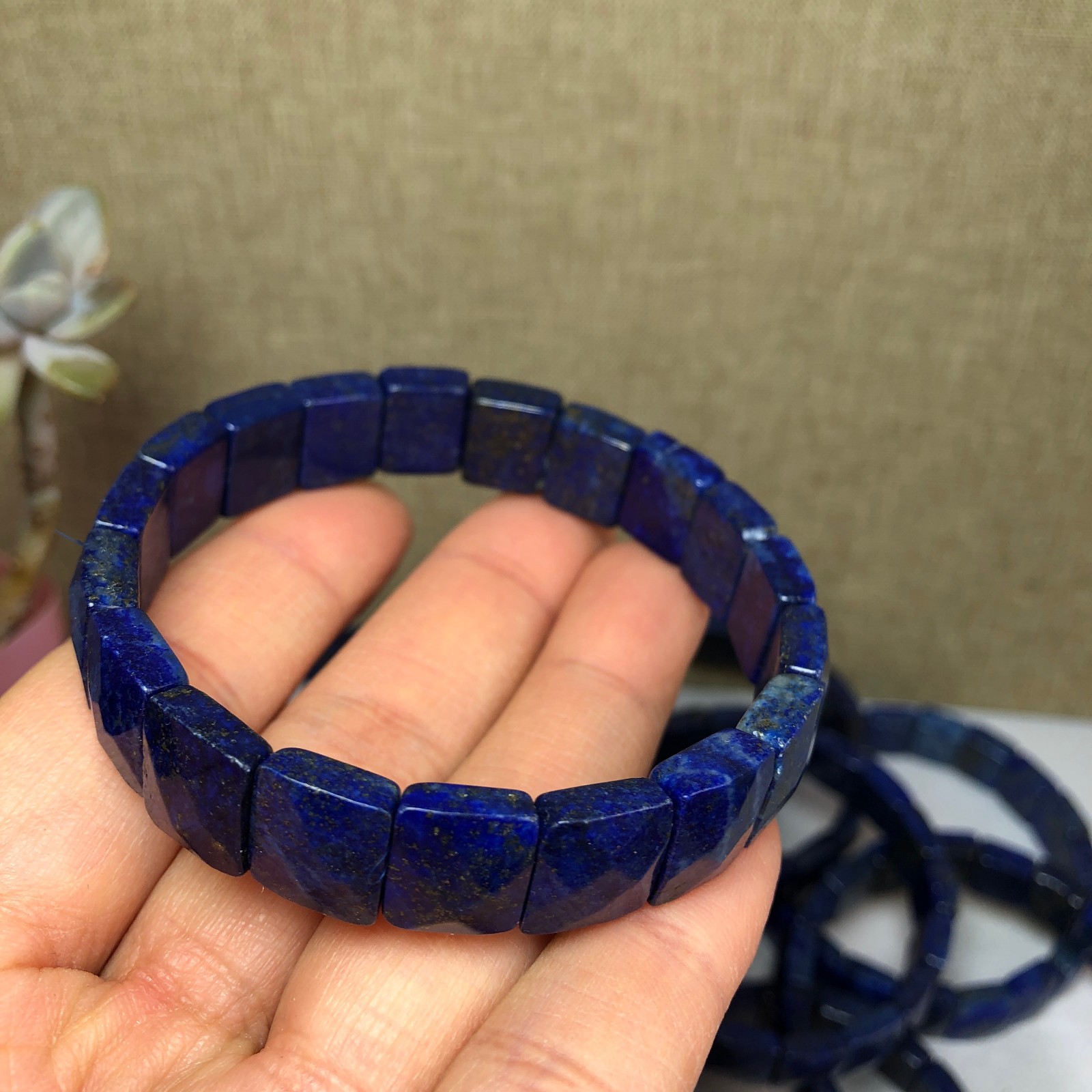 1pcsNatural lapis lazuli Stone Bracelet Brown Gemstone Stretch Bracelet Handmade