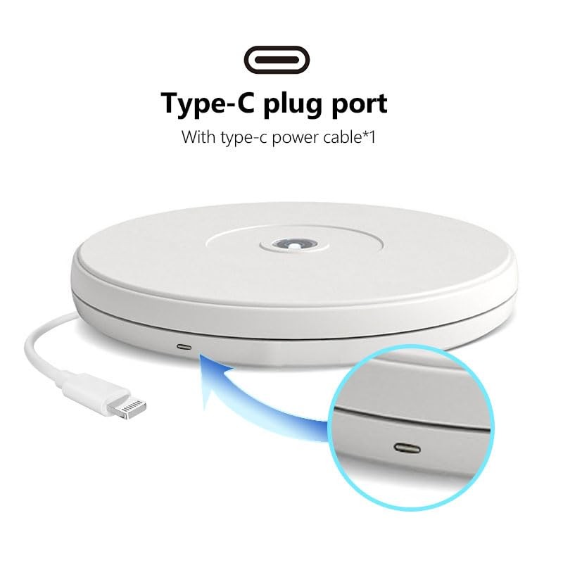YVV LED Rotating Display Stand White 10 Inch 360° Motorized Turntable with LE…