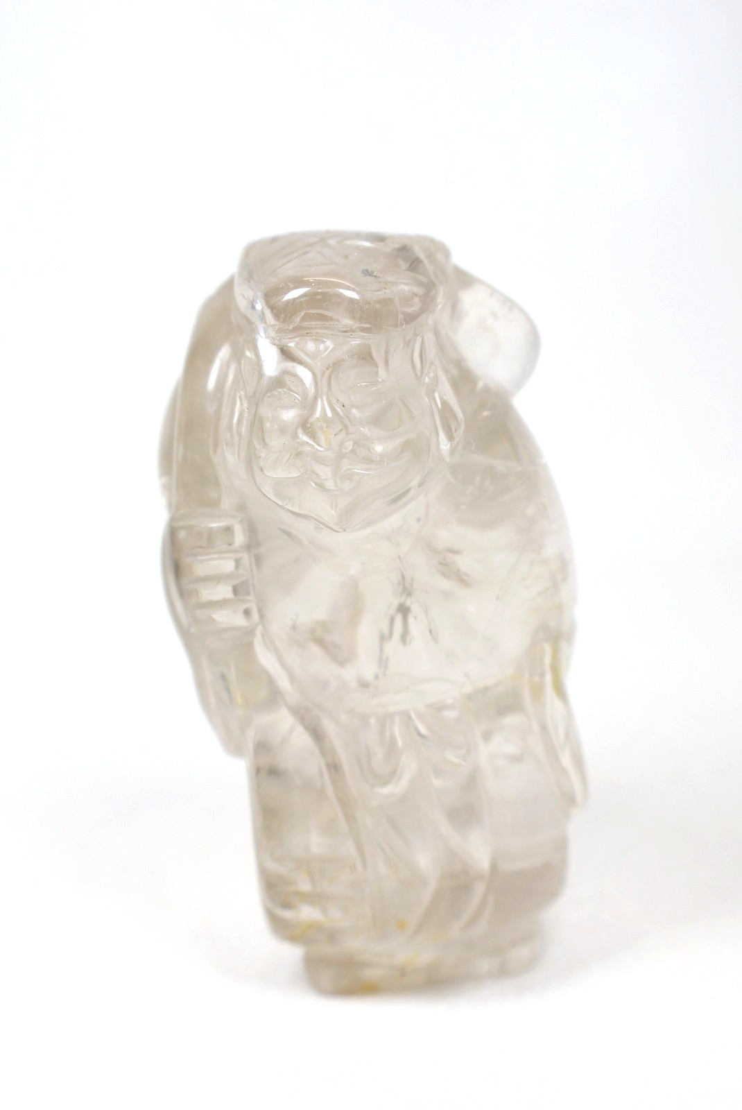 Carved Rock Quartz Crystal Statue Figurine 3.5 Inch Height Transparent Vintage