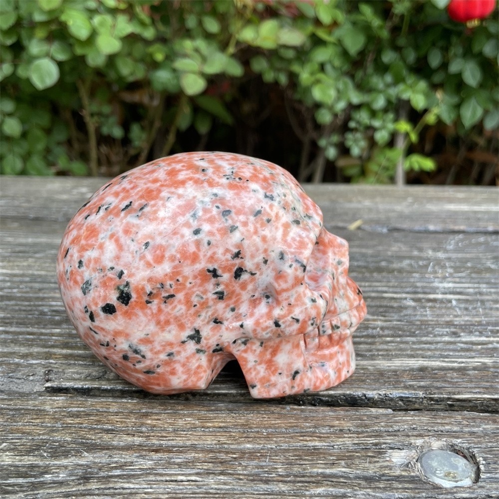 2LB 4.3″ Natural Sun Stone Skull Crystal Quartz Carving Reiki Decoration