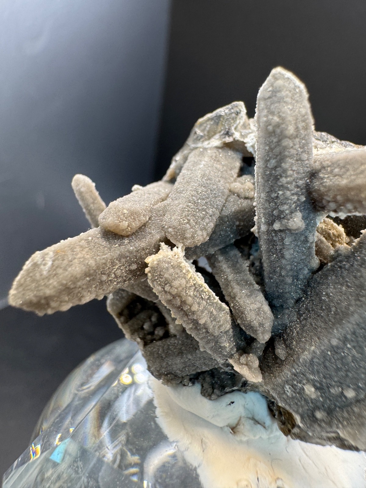 6347 Gray Candle Quartz Cluster with Druzy Coating Inner Mongolia 22g