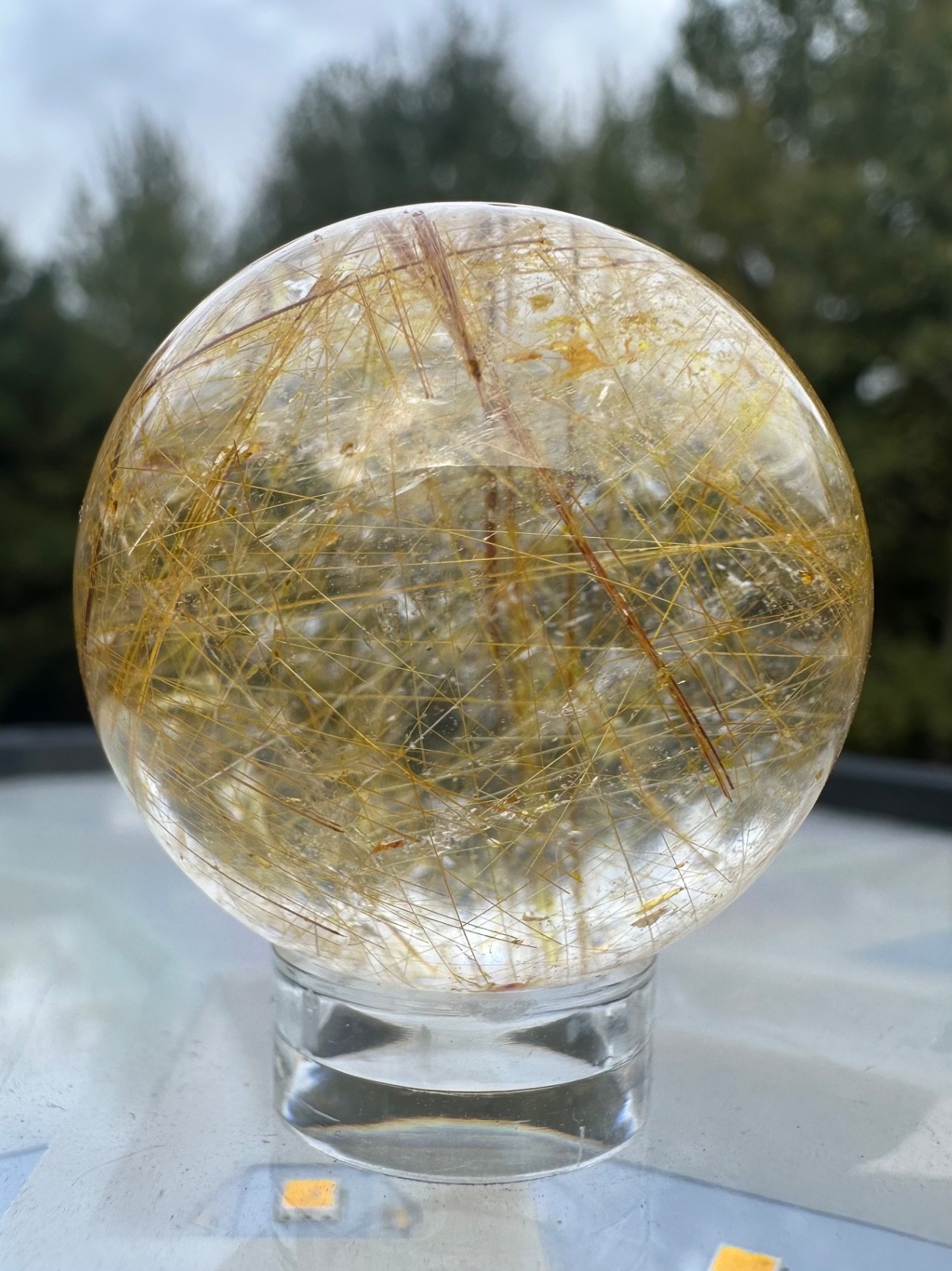 48g natural gold rutile sphere polished quartz crystal ball