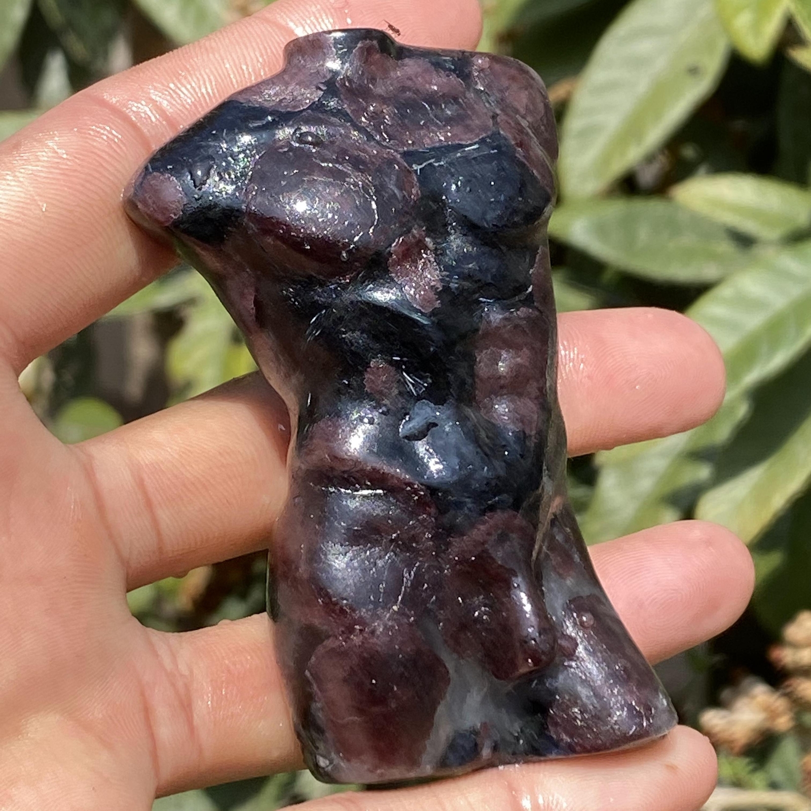 3in Natural Garnet male Quartz Crystal skull Body Sculpture Reiki 1PC