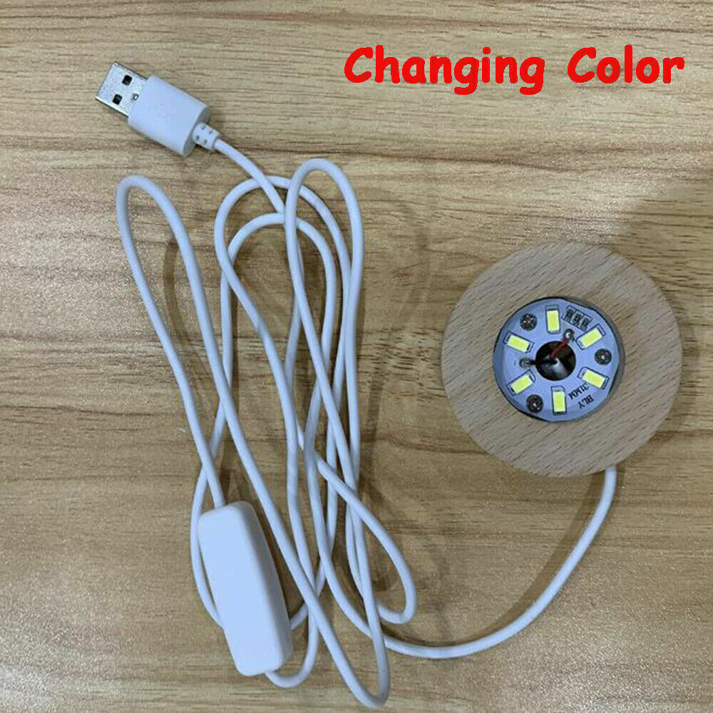Wooden Display Stand With LED New Night Light Base 3D For Crystal Glass Balls