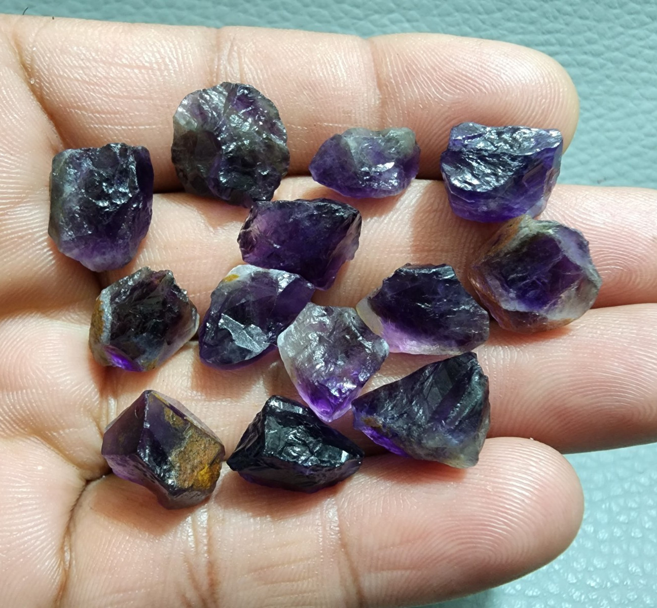 12 Pcs Glowing A+ Purple Amethyst Rough Gemstone Raw Size 13-15 MM Crystal Rough
