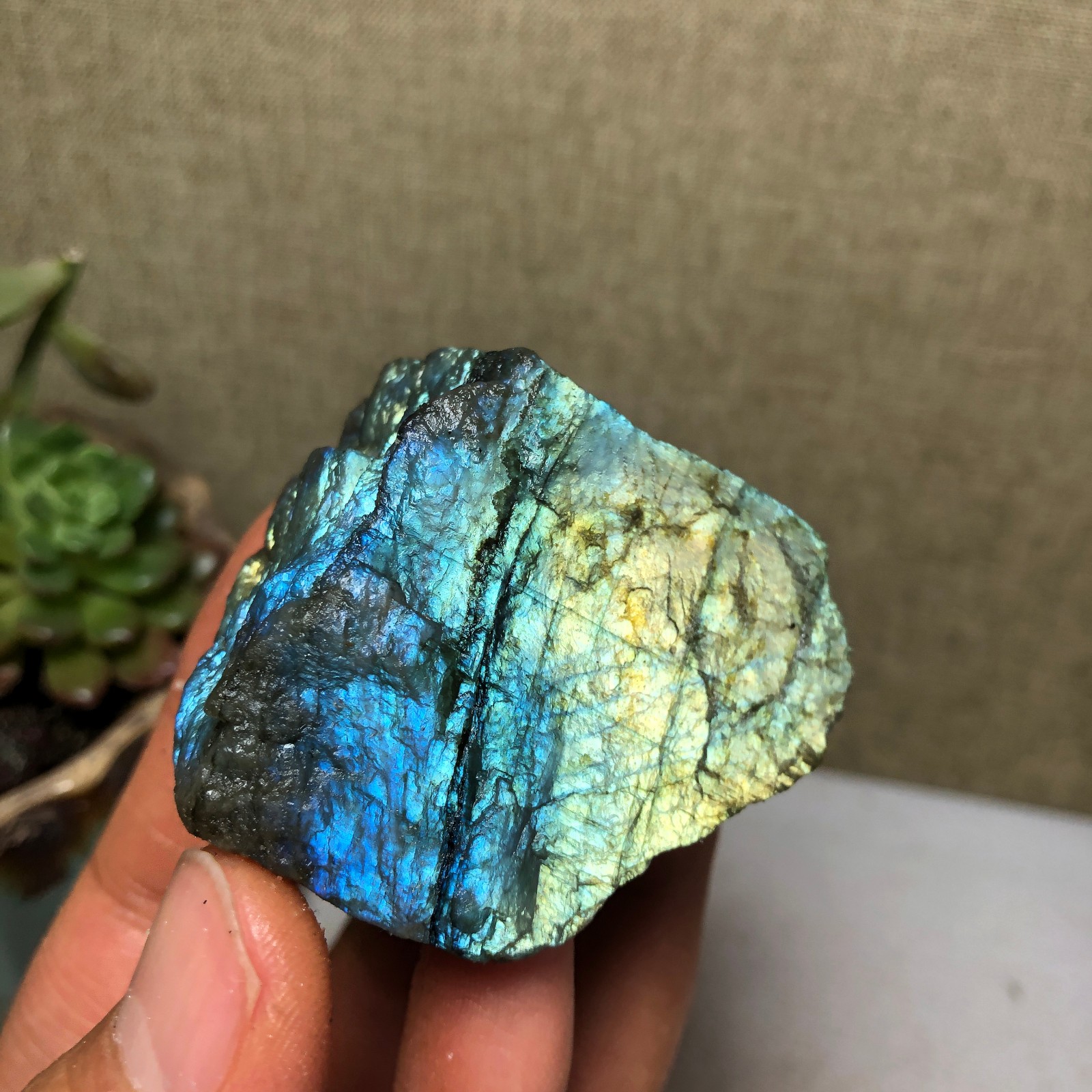 41mm Natural Labradorite Crystal gemstone rough original Specimen 90g A4218