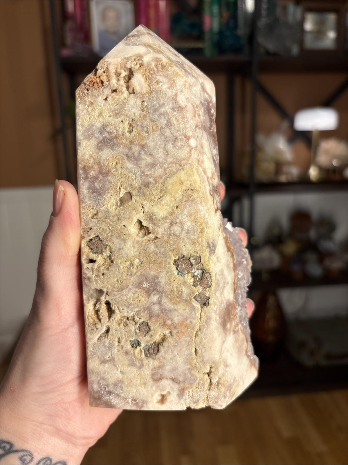Large Pink Amethyst Druzy Tower, Lavender cluster