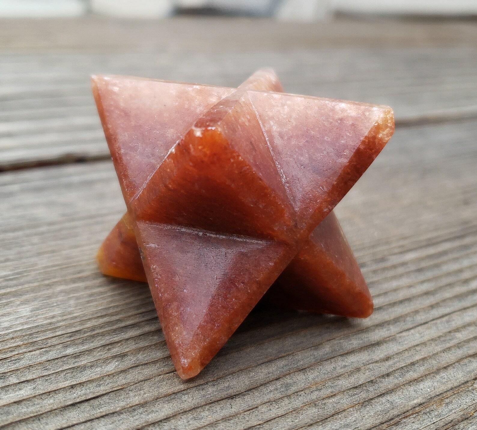 LARGE (50mm) RED AVENTURINE GEMSTONE MERKABA STAR (ONE) – BUY IT NOW