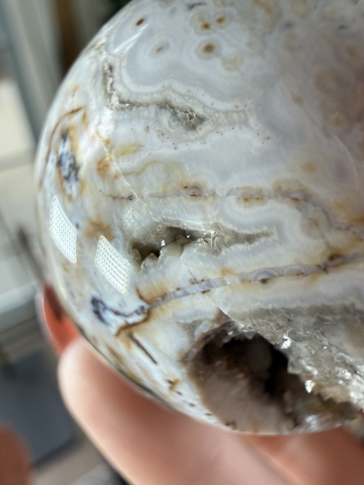 8th Vein Ocean Jasper Sphere – Druzy Sparkly – Green, Beige & White – 3.56oz