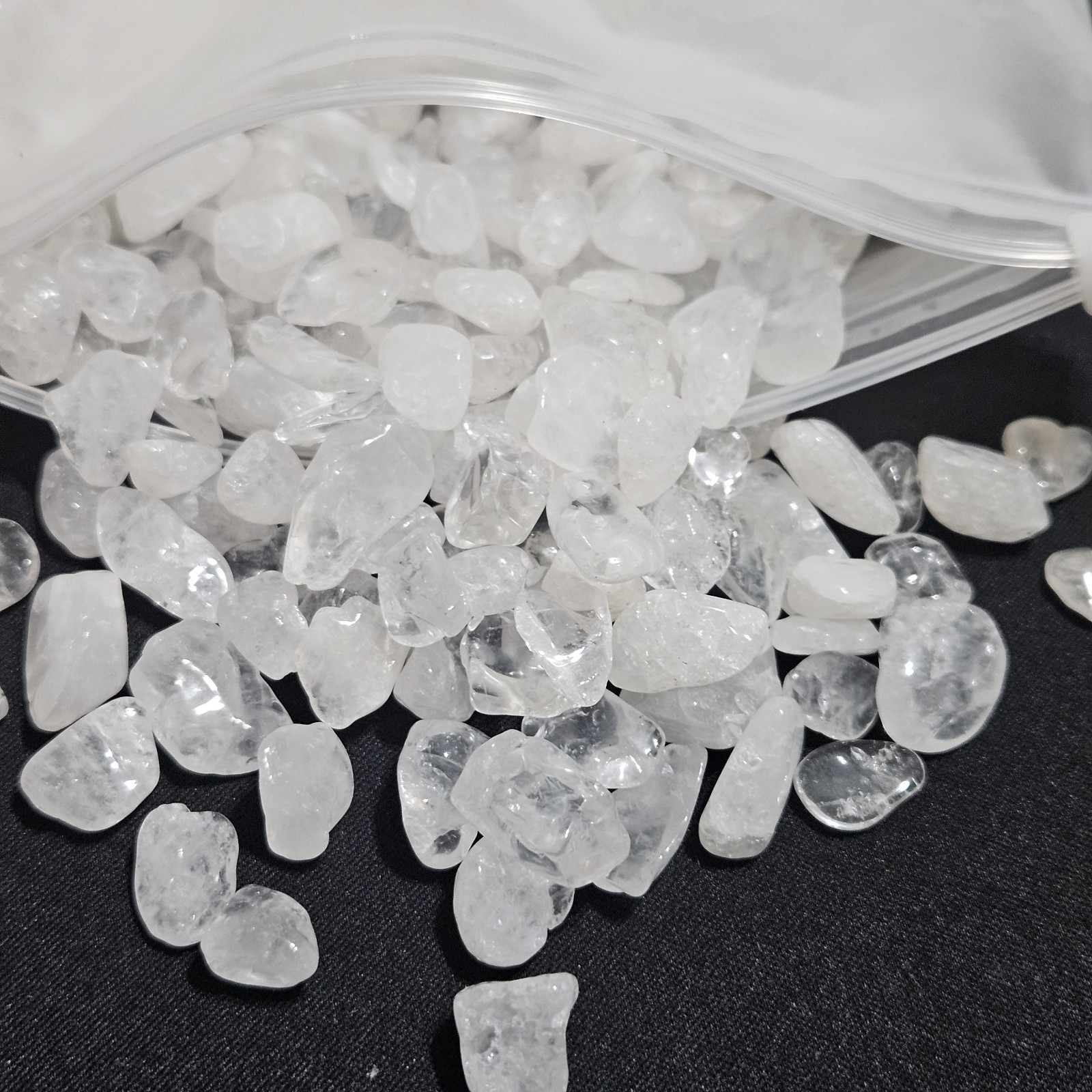 Natural Clear Milky Quart Crystal Tumbled Chips, Gemstone Nuggets, 284g, Crafts