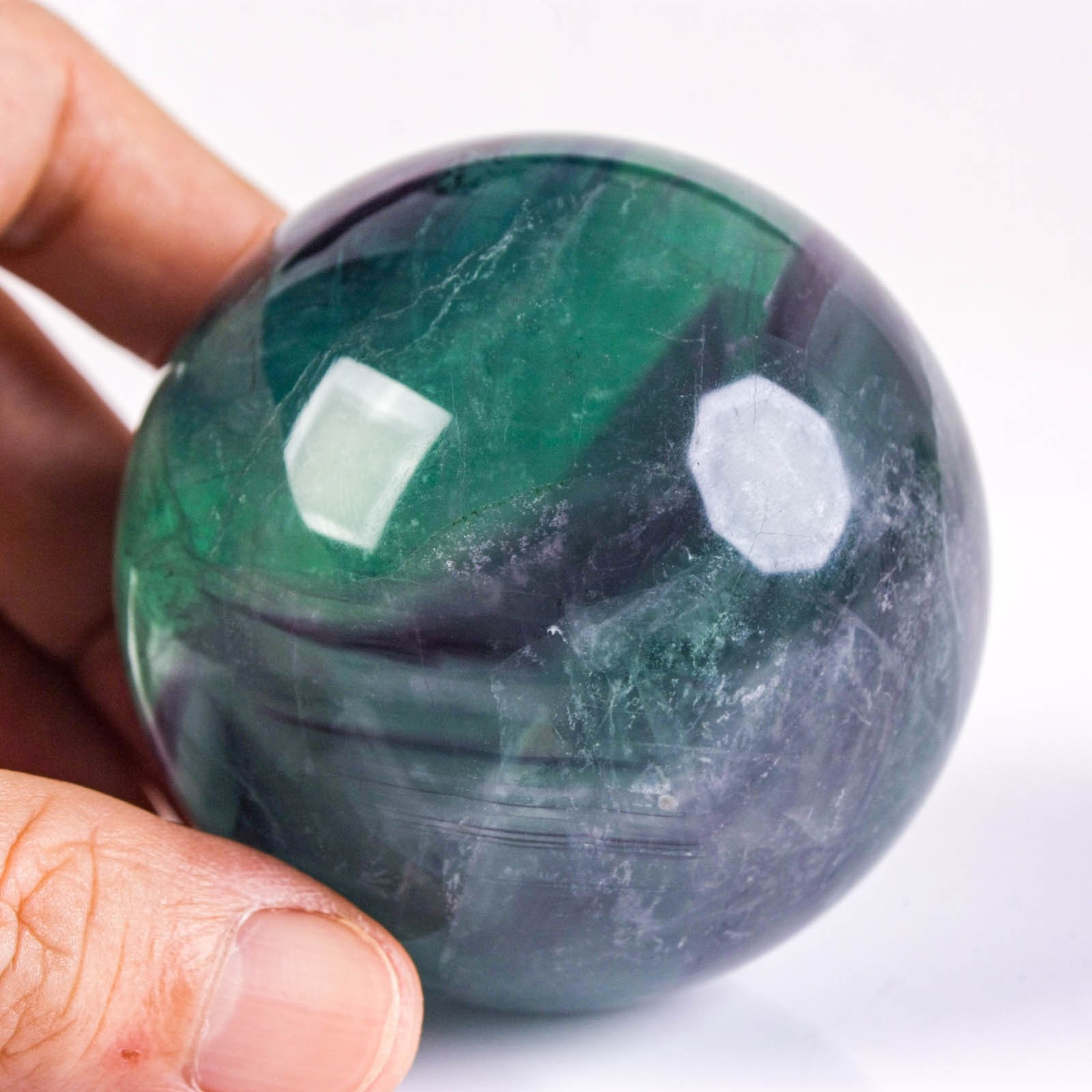 2.5″ 14.6oz Rainbow Fluorite Sphere Crystal Ball Natural Banded Mineral Specimen