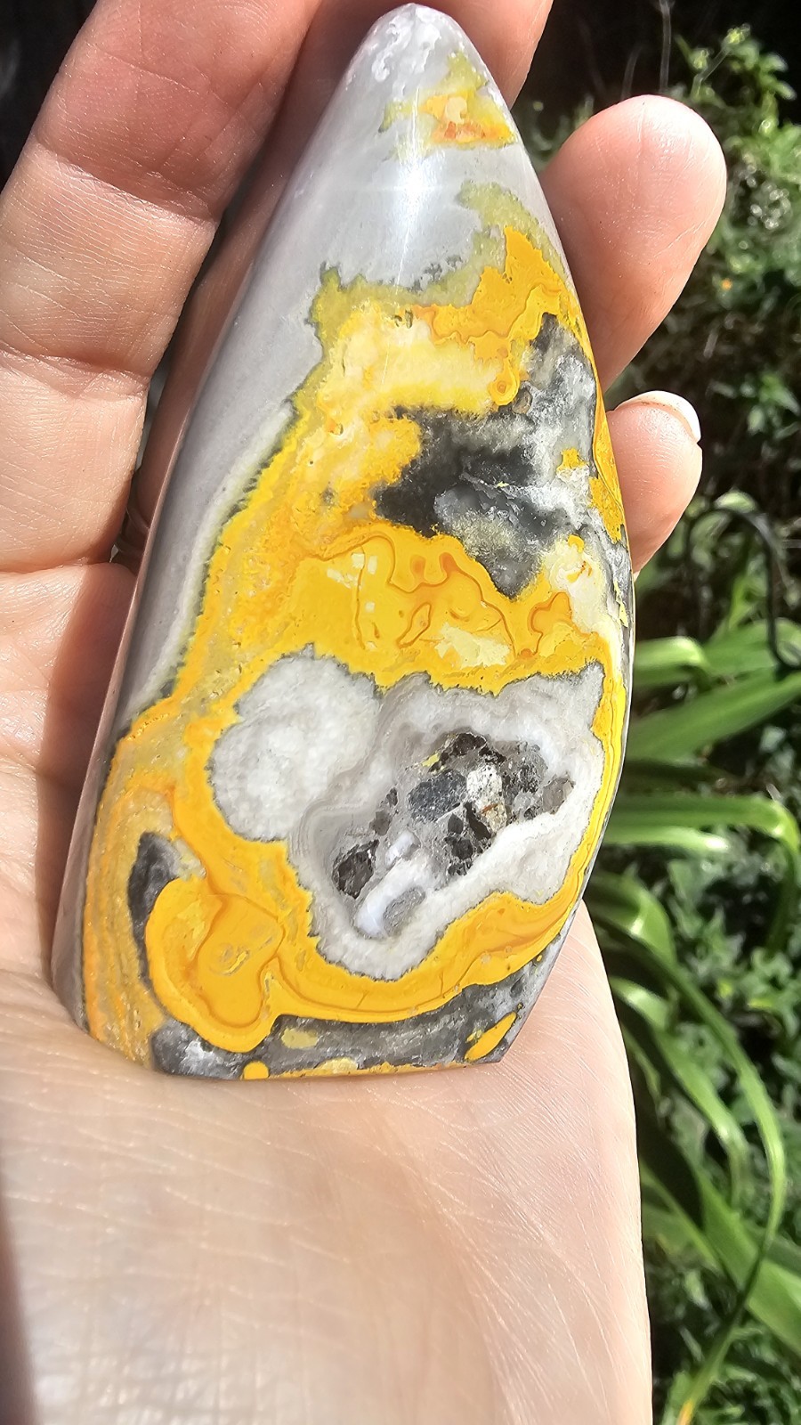 Indonesian Bumblebee Jasper crystal freeform 130g yellow Upliftment 7.6cm