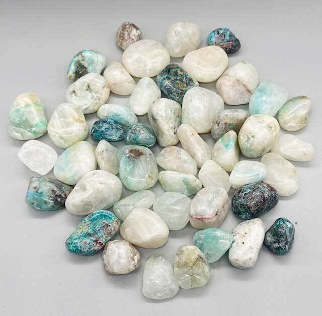 Quartz with Chrysocolla 1 lb Tumbled Gemstones (Size, Count, Appearance Varies)