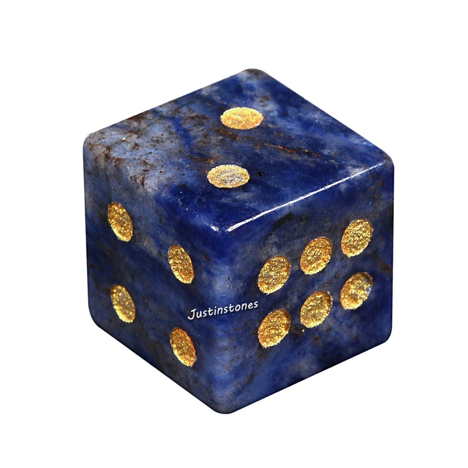 16mm Crystal Rock Six Sided Dice Gold Pips Square Corner Polyhedral Games Dice