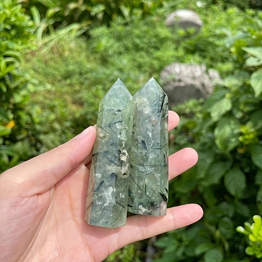 Random Natural Prehnite Druzy Tower Crystal Point Obelisk Healing Decor Gift