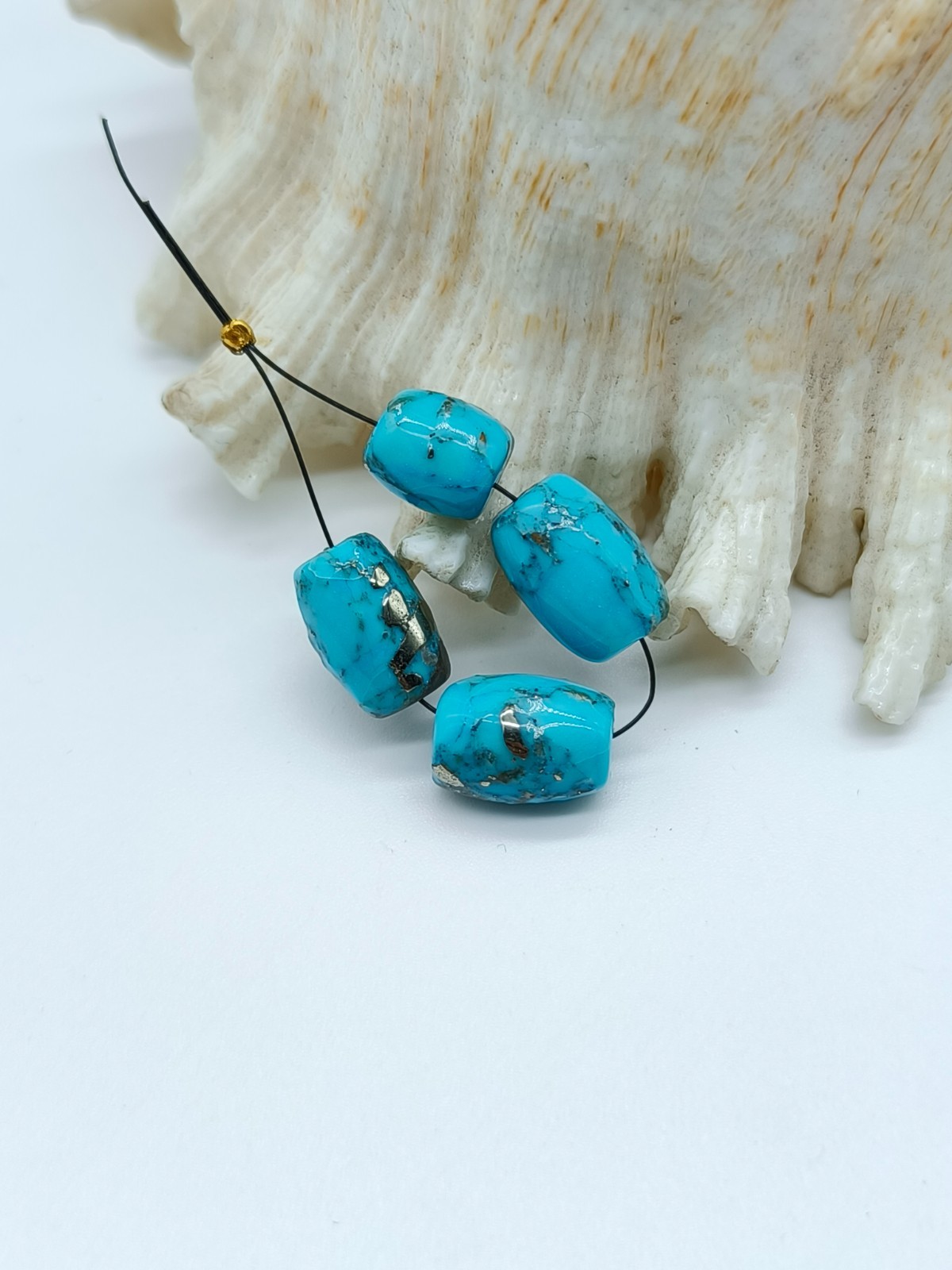 Drum Shape Turquoise Beads Natural Blue Spider Gemstone For Making Jewelry