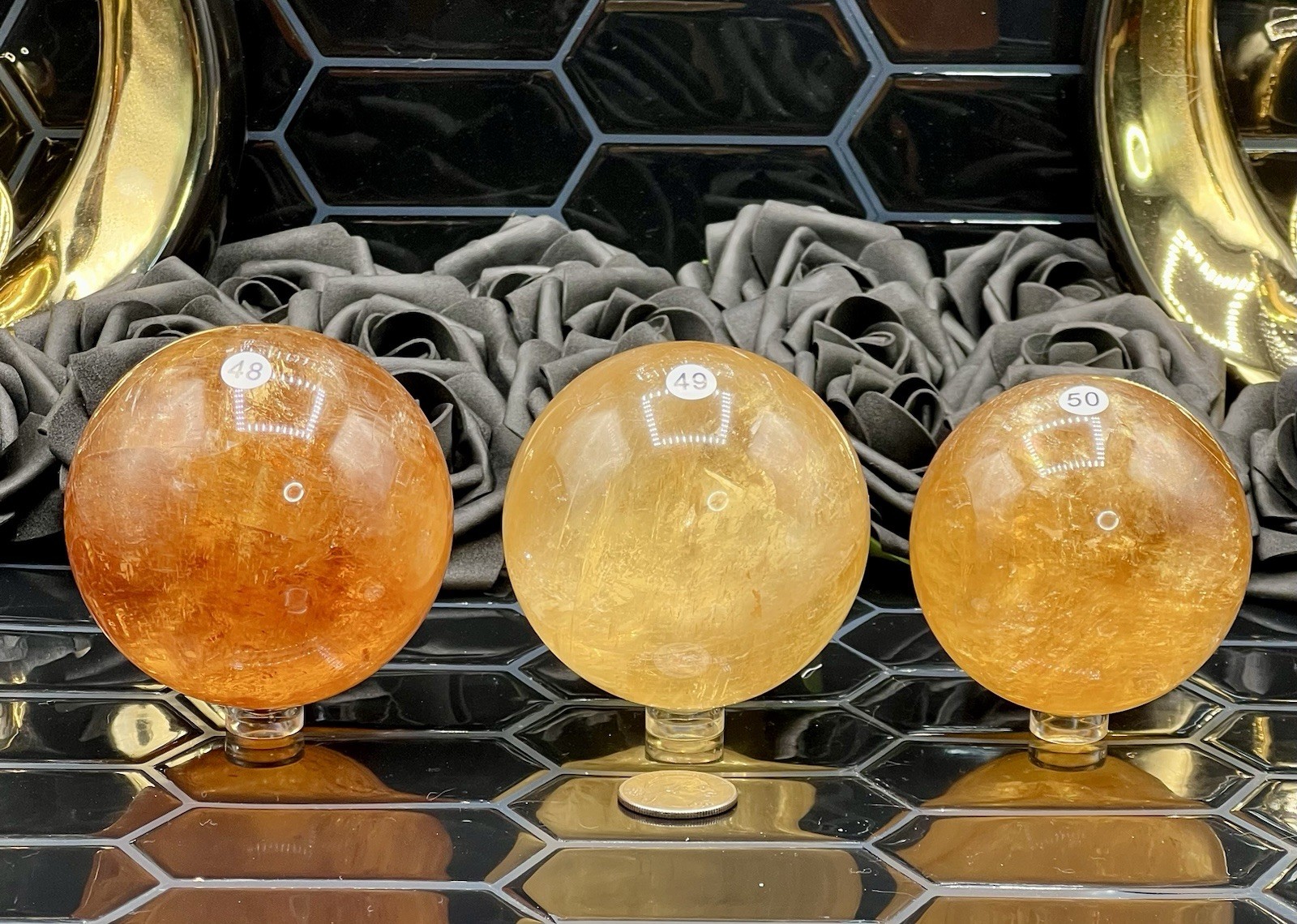Natural HQ Honey Calcite Spheres 70-80mm WOW L@@K Free ship & Gift