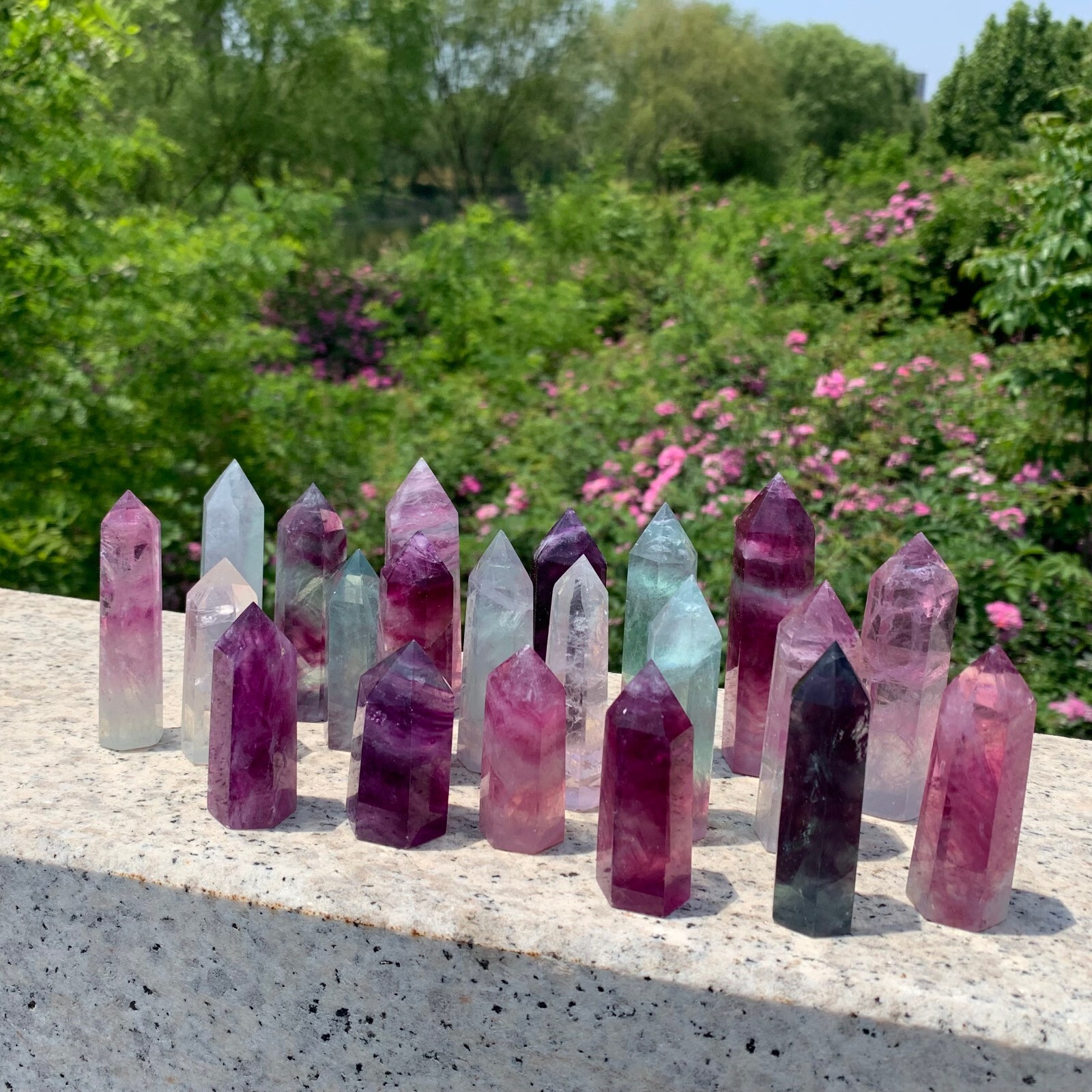2.2LB Natural fluorite quartz obelisk crystal wand point healing random