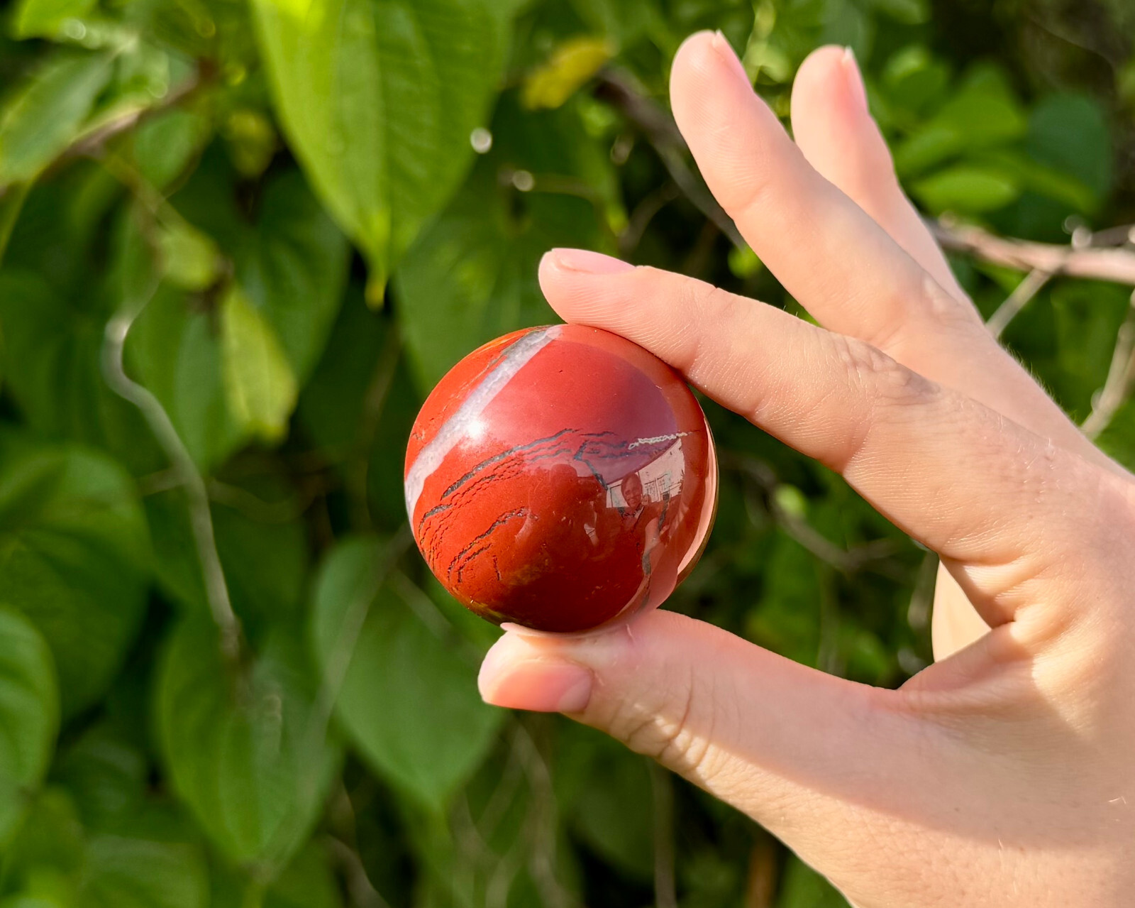 Red Jasper Crystal Sphere & Stand, 1.5″ Polished Red Jasper Sphere (Root Chakra)