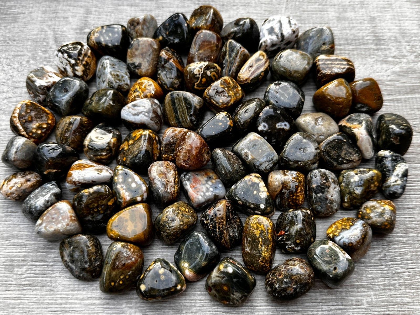 Grade A++ Ocean Jasper Tumbled Stones, 0.75-1 inch Sea Jasper Stones, Bulk Lot