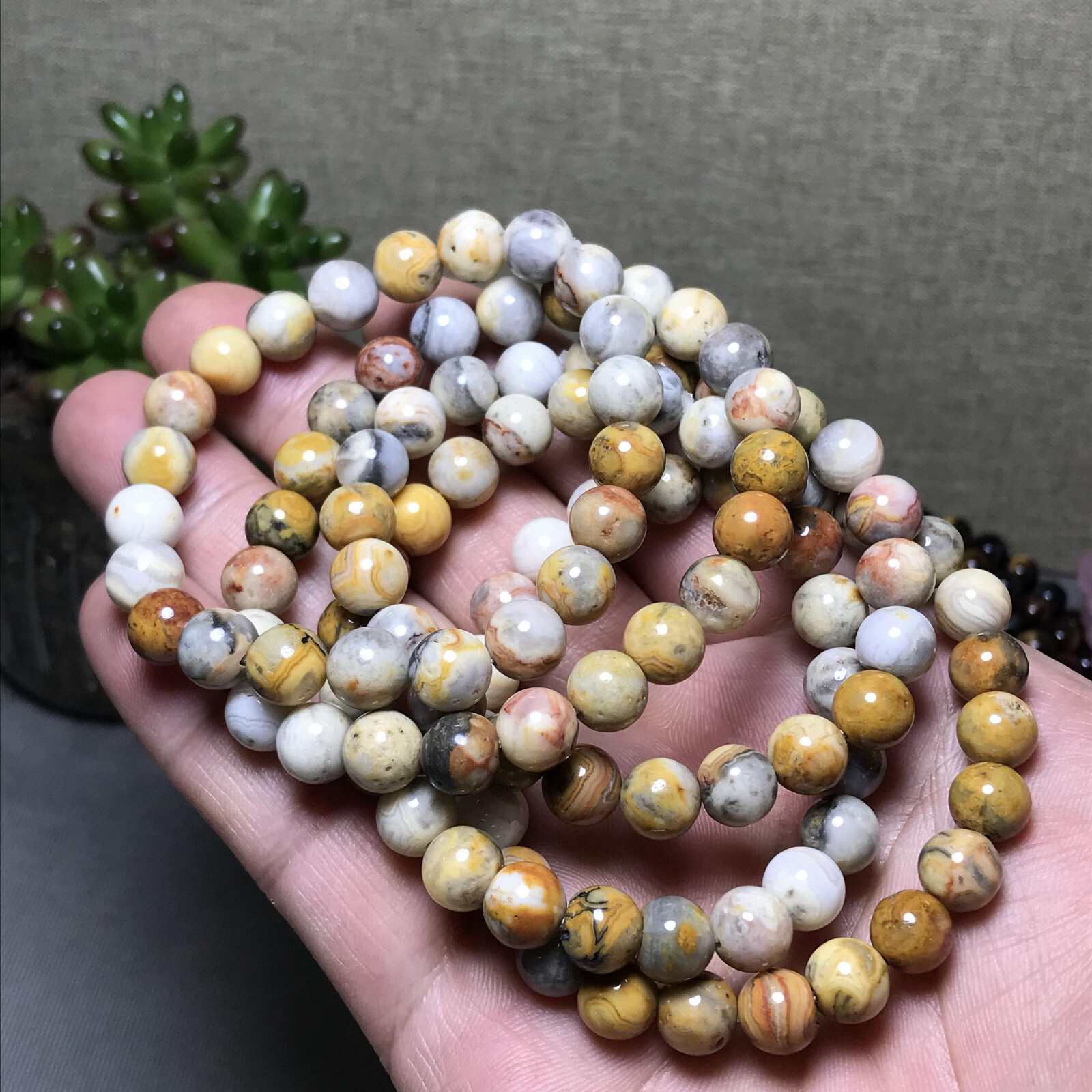 10Pcs Wholesal Natural Crazy agate bracelets Crystal ball sphere 8mm