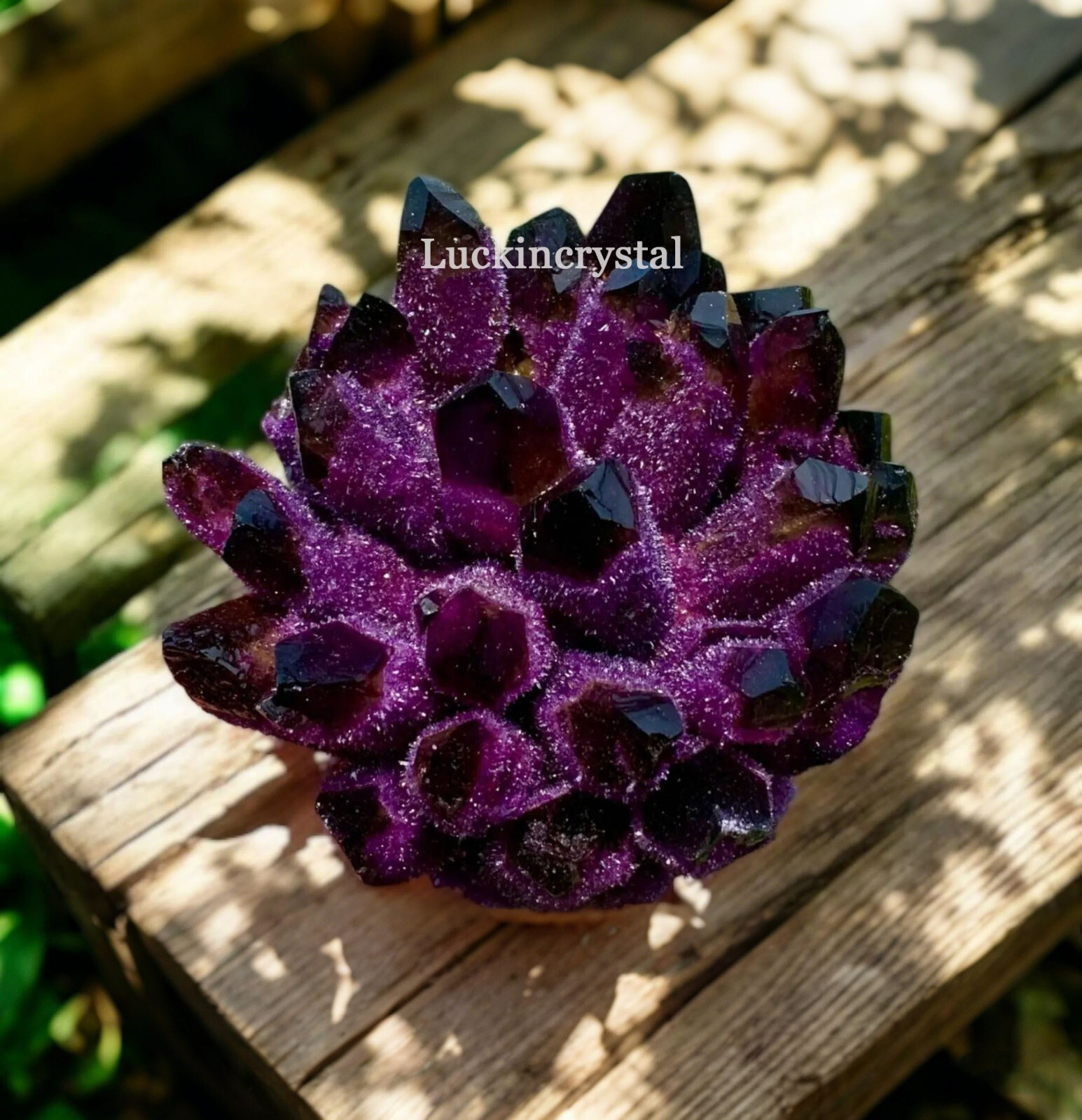 2.2lb Natural Dark Purple Phantom Cluster Titanium Geode Quartz Crystal Ornament