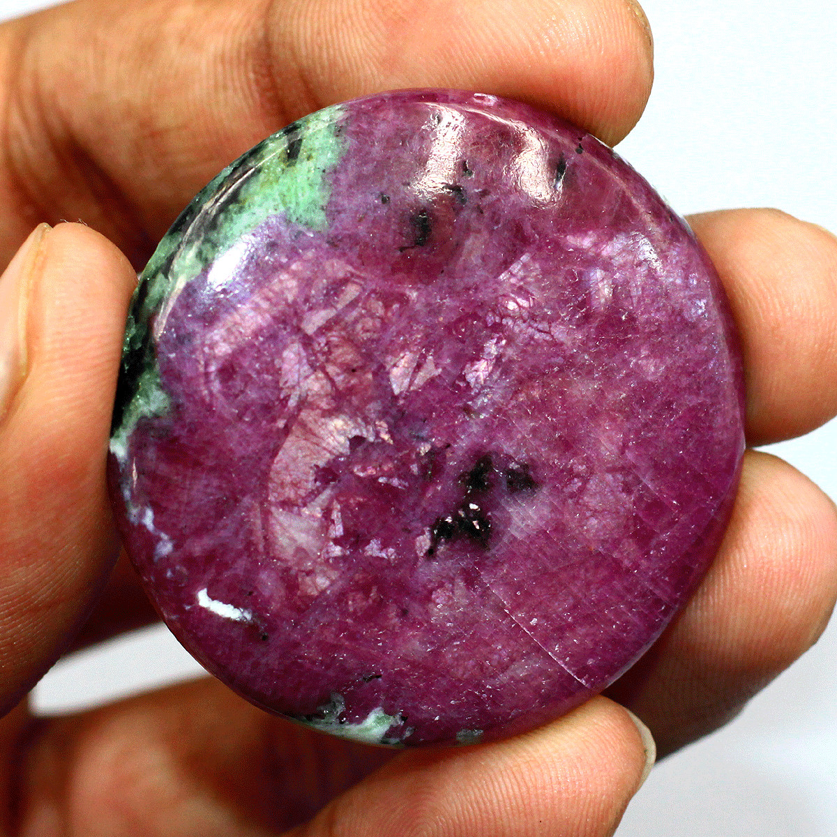 27.81g Natural Flashy Ruby Zoisite Collectible Crystal Coin Palmstone Specimen
