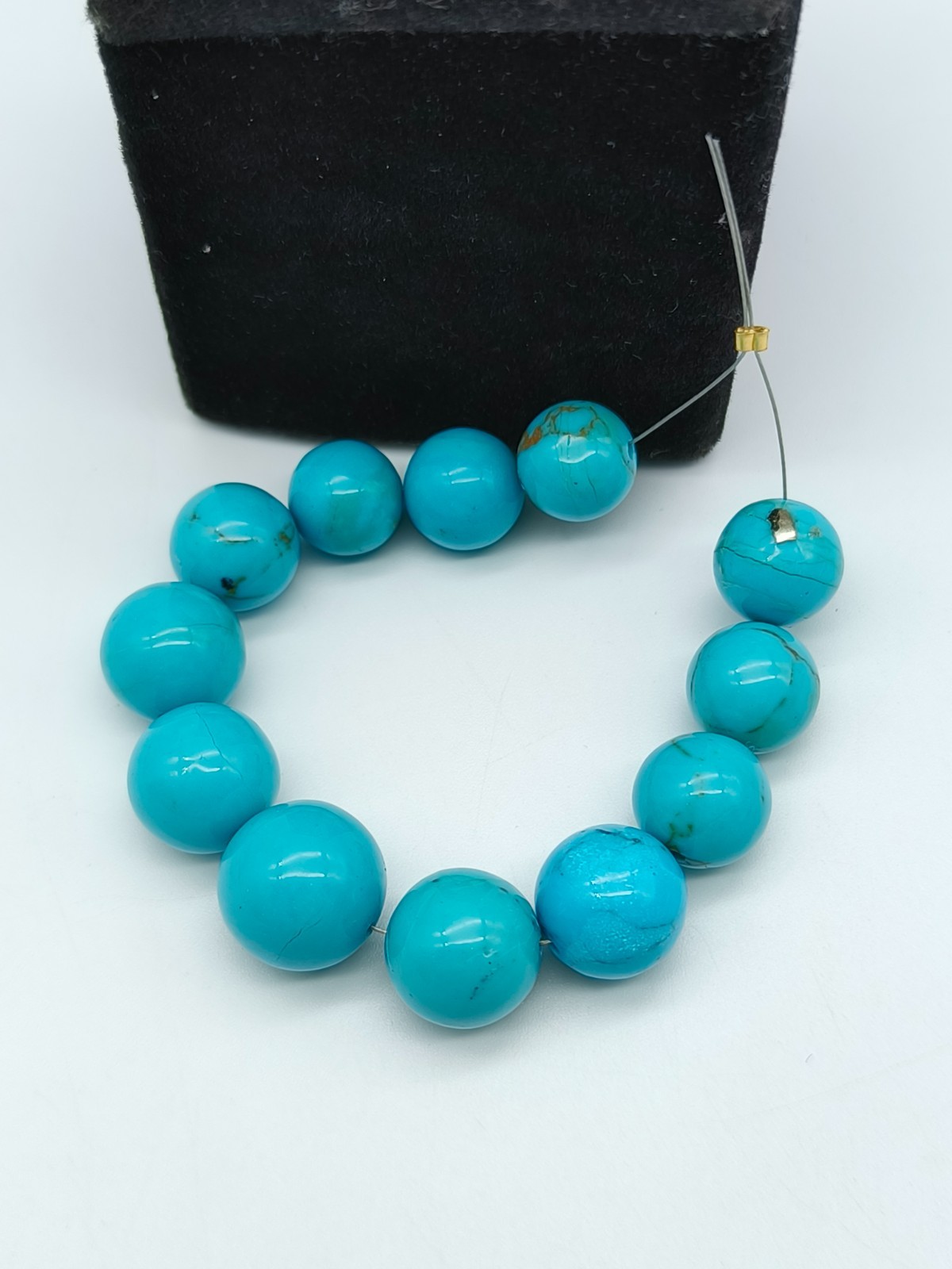 Natural Turquoise Round Shape Smooth Beads For Jewelry Making Gemstone Beads