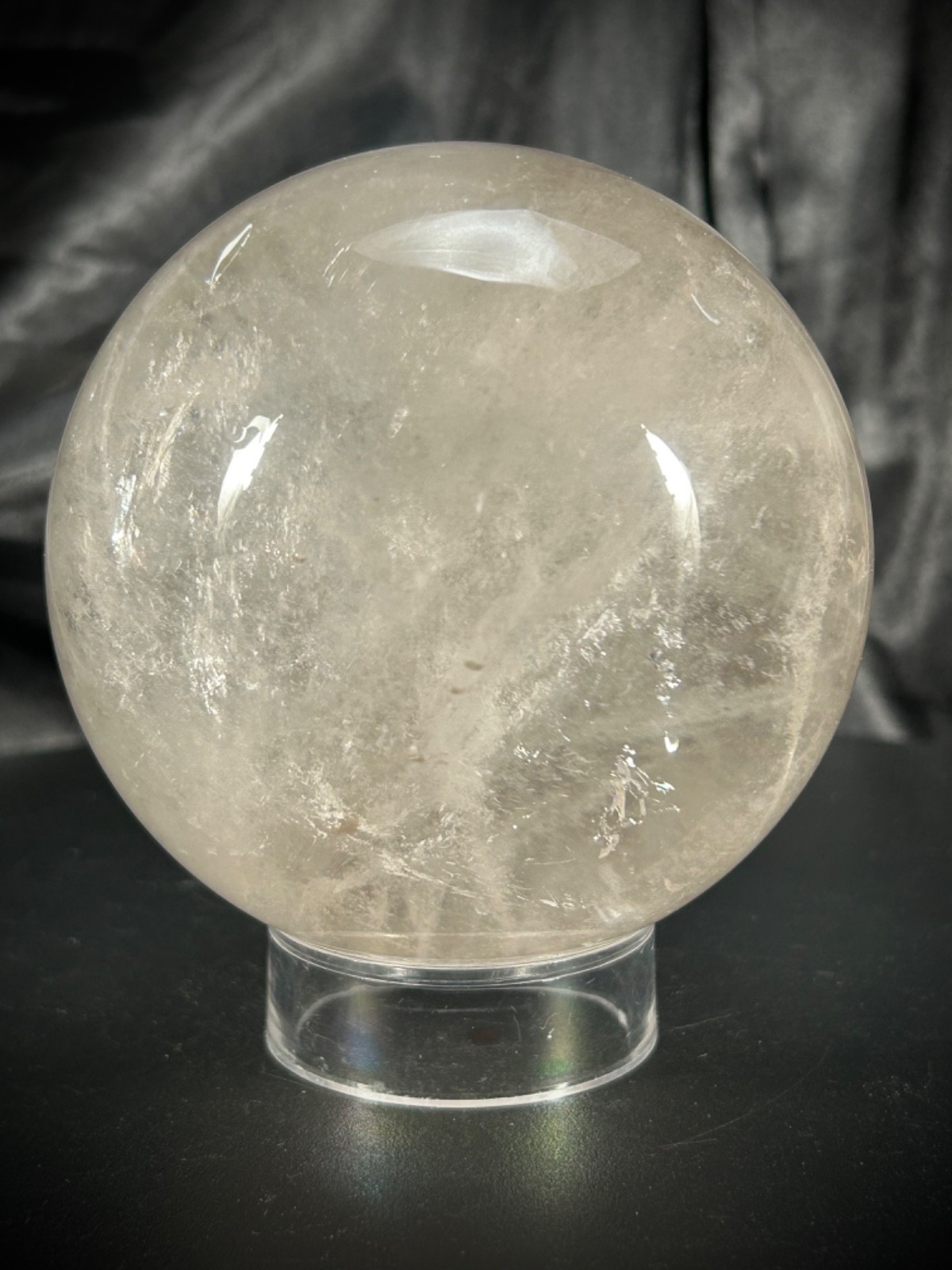 3.5″ Clear Quartz Sphere With Acrylic Stand 2lb 3.2oz (1kg)