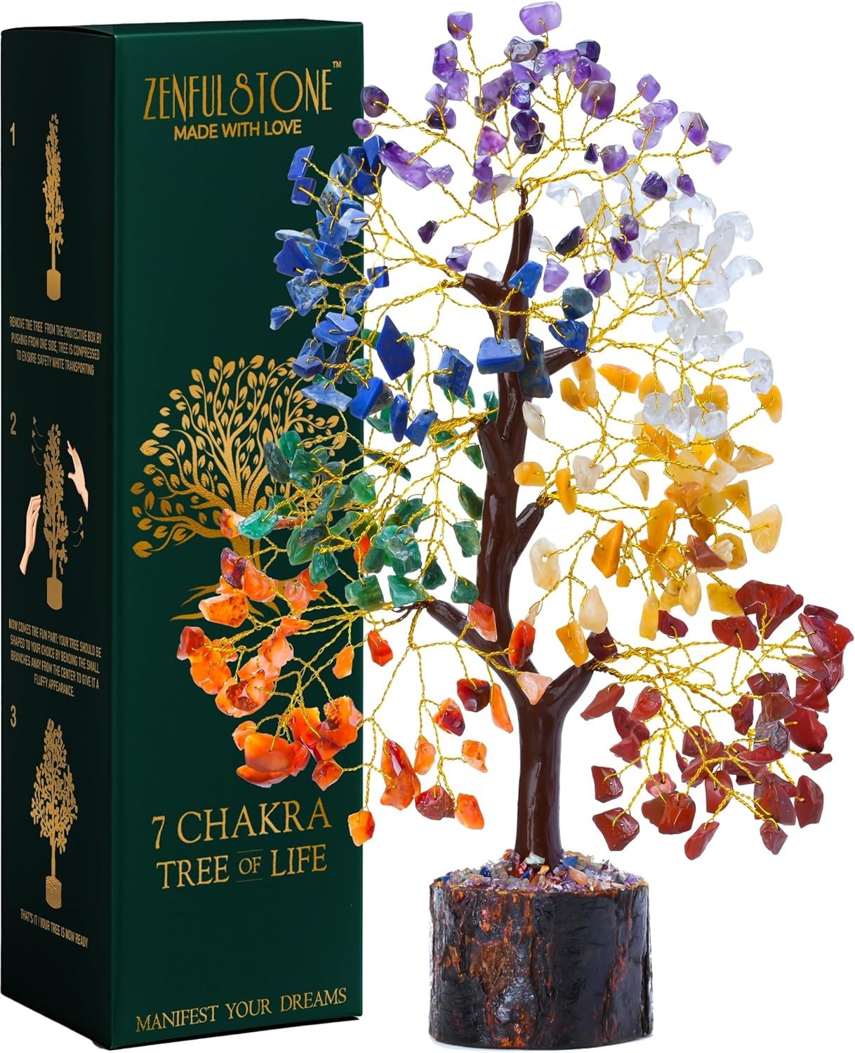 Artistic 10-Inch 7 Chakra Tree of Life Crystal Tree for Mindfulness Spaces