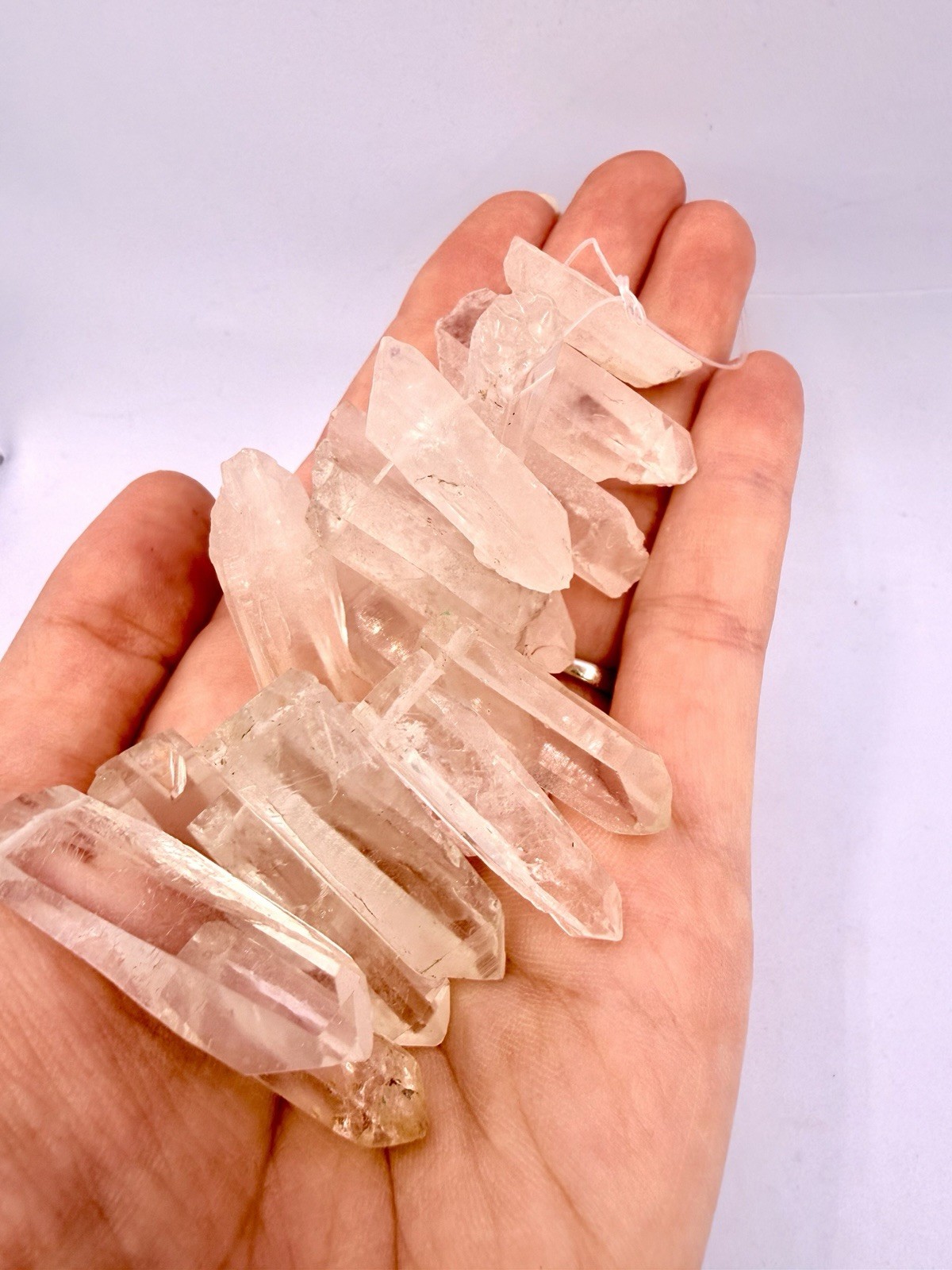 19 Pcs Clear Quartz Crystal 1” – 2” Drilled Points Wands Pendants Jewelry Making