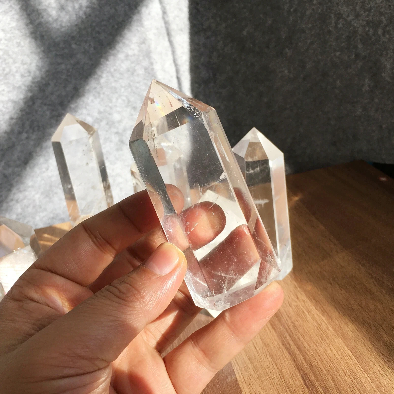 6PCS Natural clear quartz obelisk crystal WAND point healing random