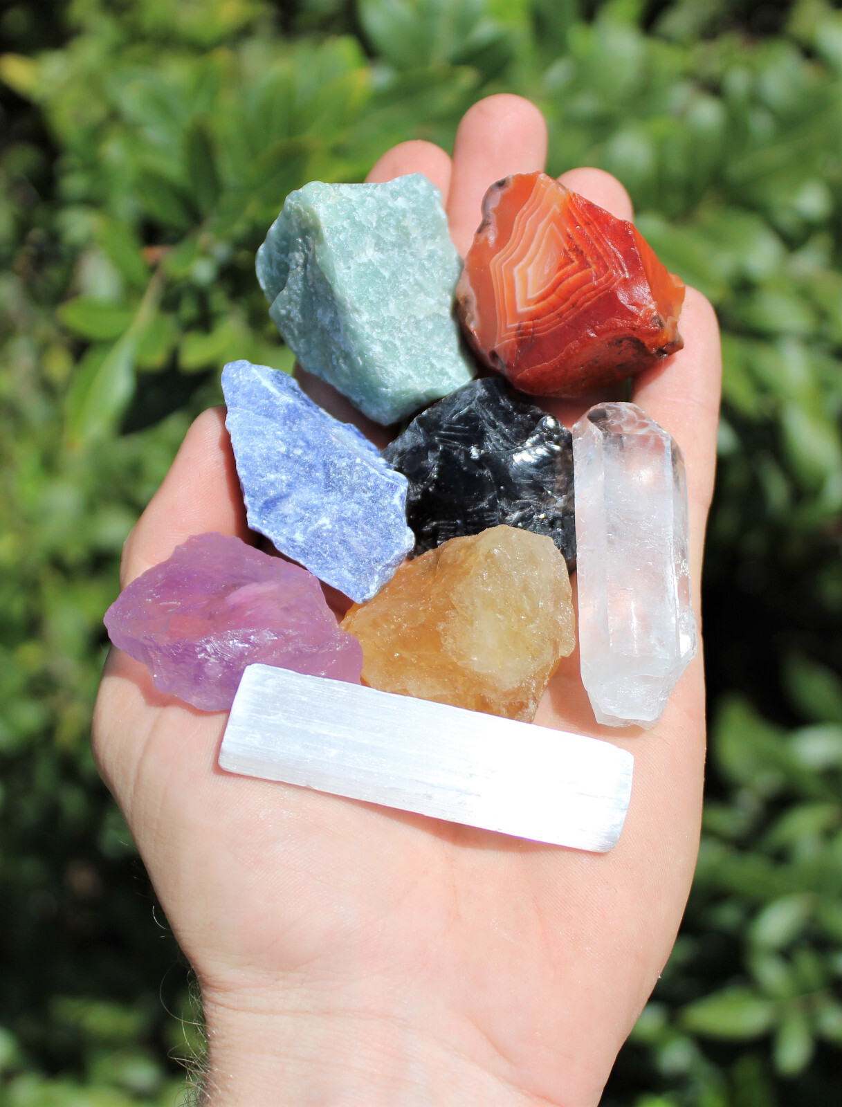 7 Chakra Crystal Box – Chakra Chip Bracleet, Lava Bracelet, Tumble & Rough Kits