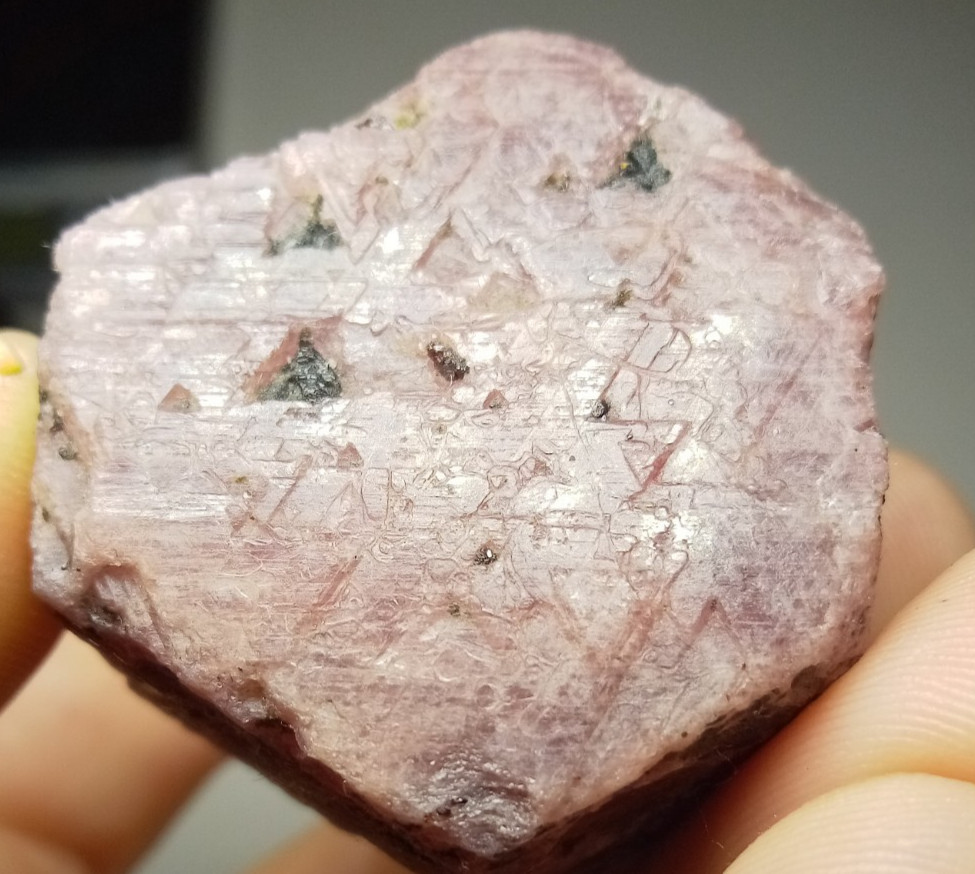 Ruby Corundum Record Keeper Triangles Biotite Mica with UV Reactive Fluorescent