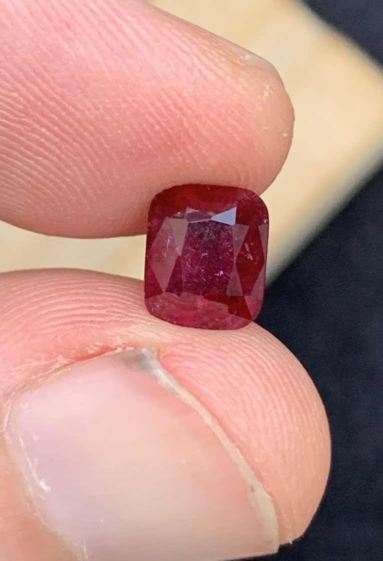 1.70ct natural cushion cut rubbilite color faceted tourmaline from afghanis7.8mm