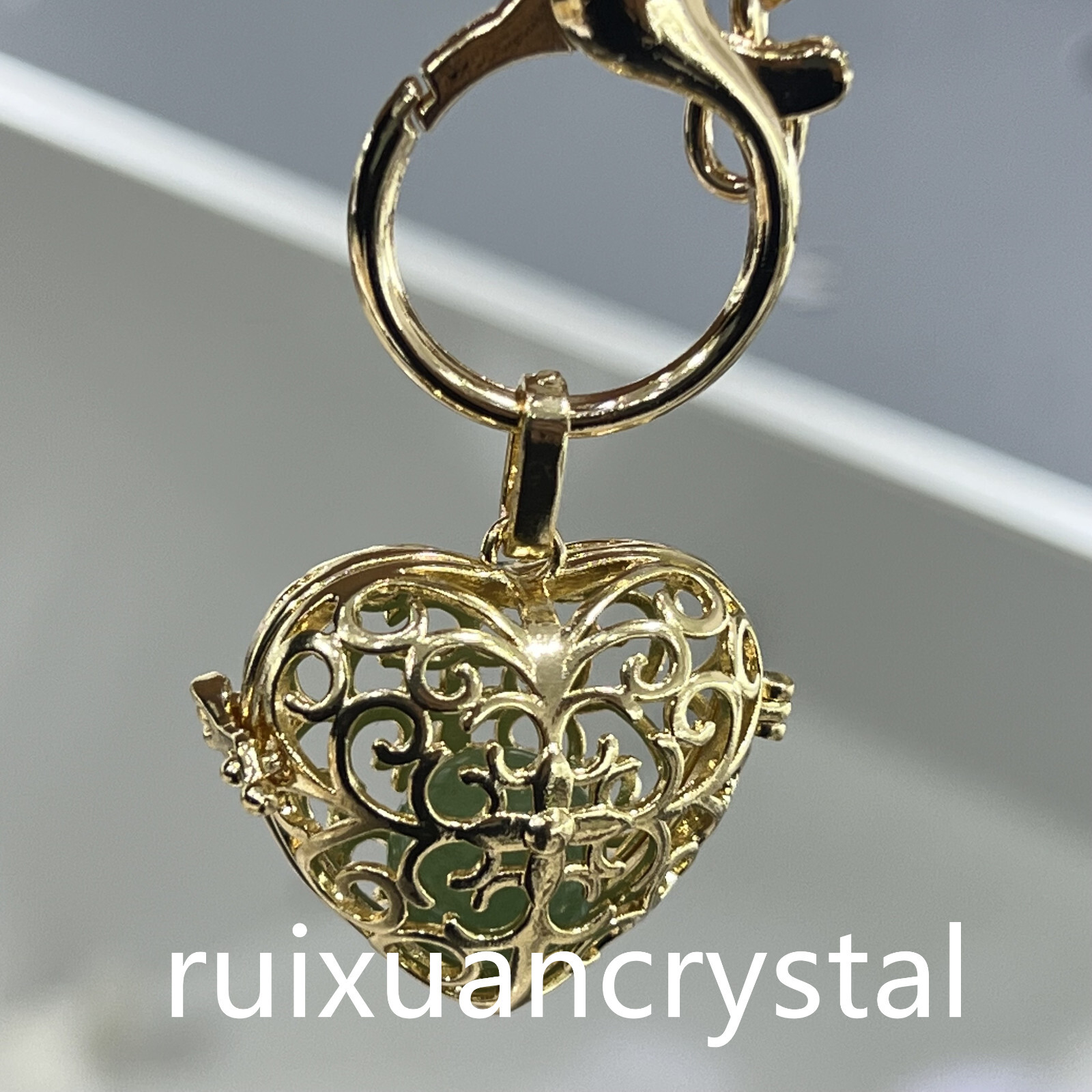 1pc Natural Aventurine Quartz Sphere cage key chain Crystal Reiki Healing