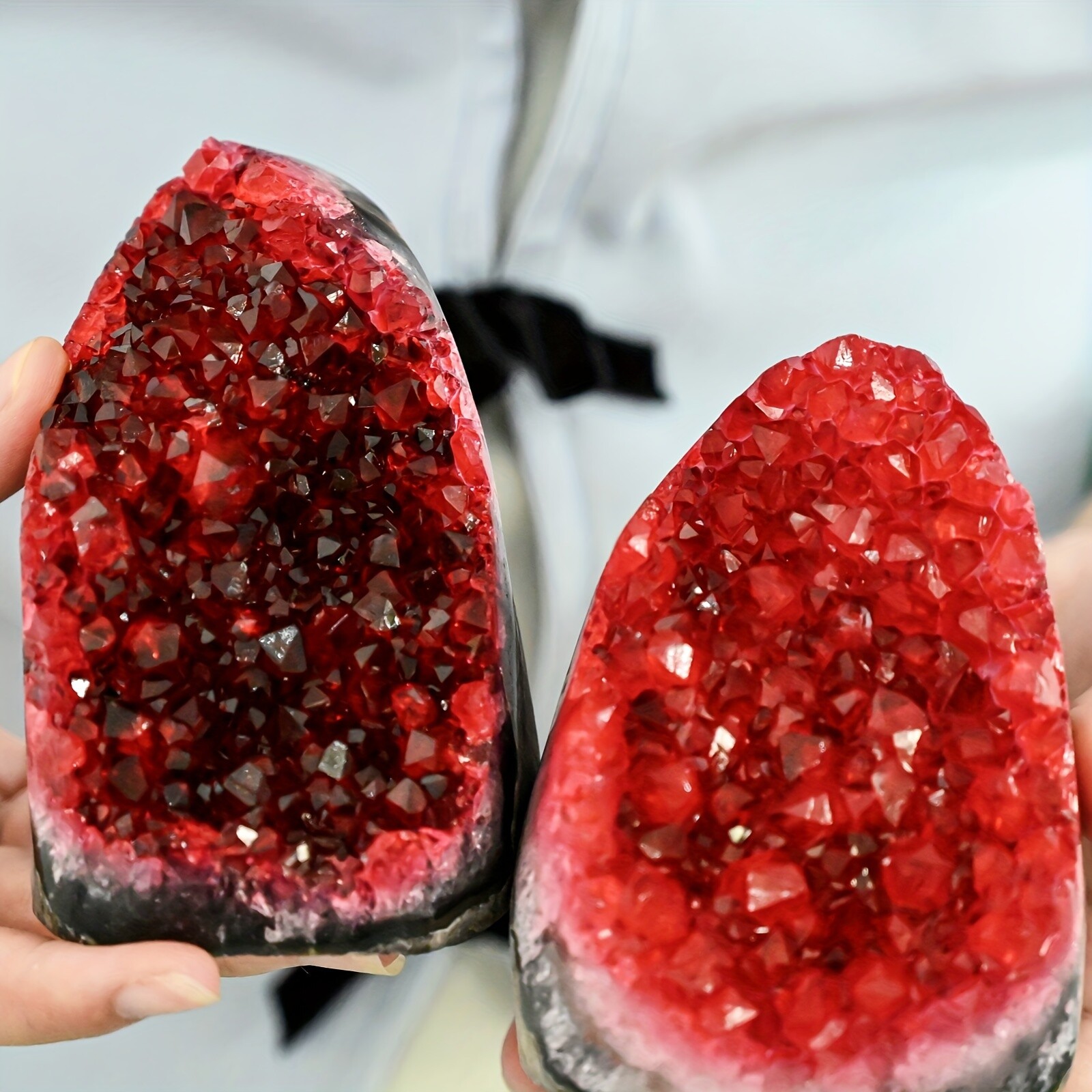 1PC Wine Red Geode Cluster with Display Stand Premium Crystal Home Office Decor