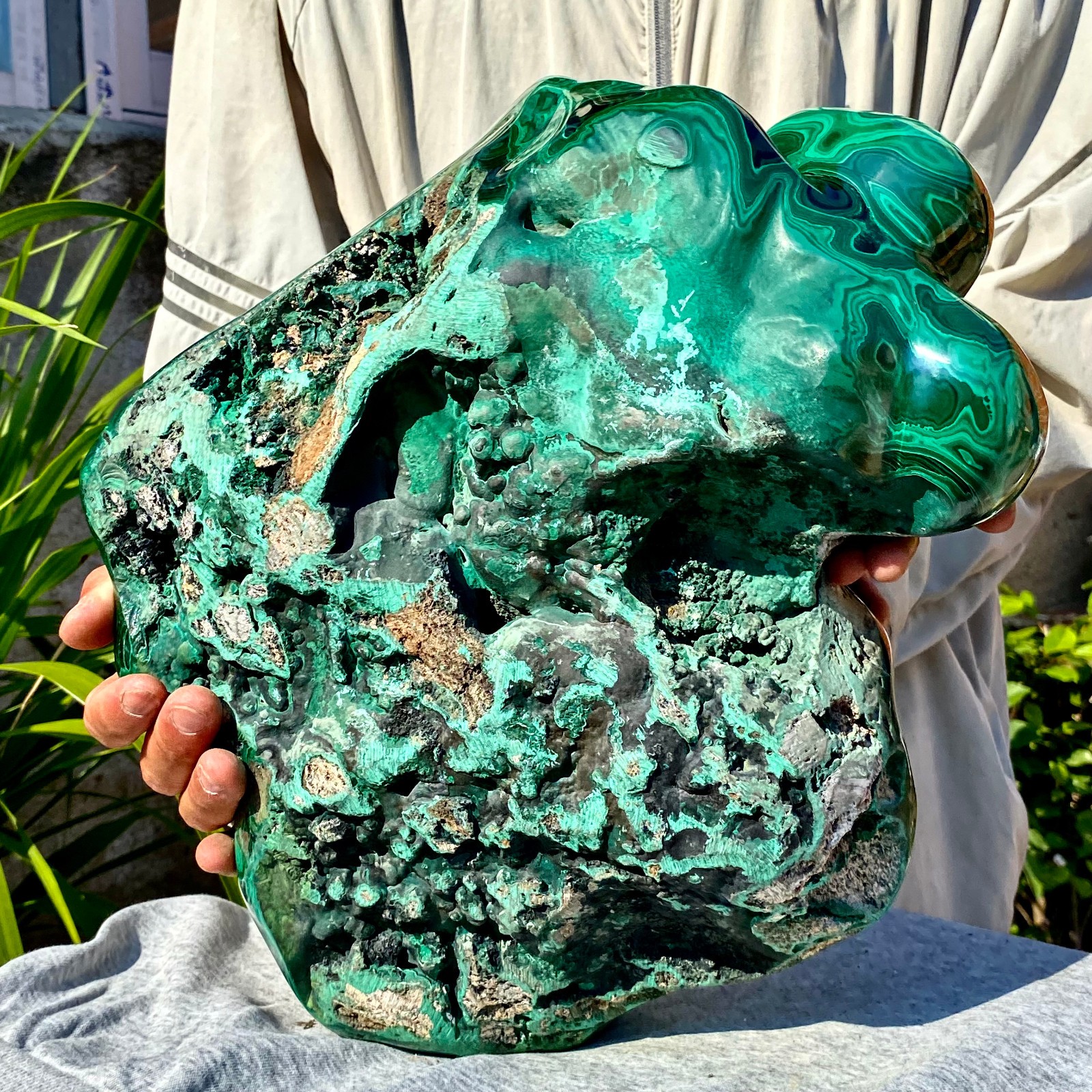 35.38LB Natural glossy Malachite transparent cluster rough mineral sample