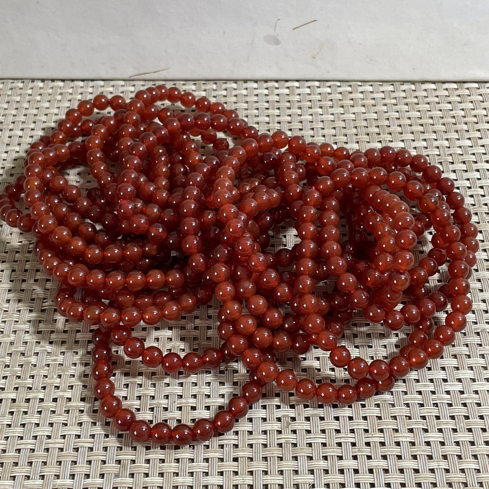 Wholesale 5 Pcs red agate stone 6mm Quartz Crystal Stretch Bracelet
