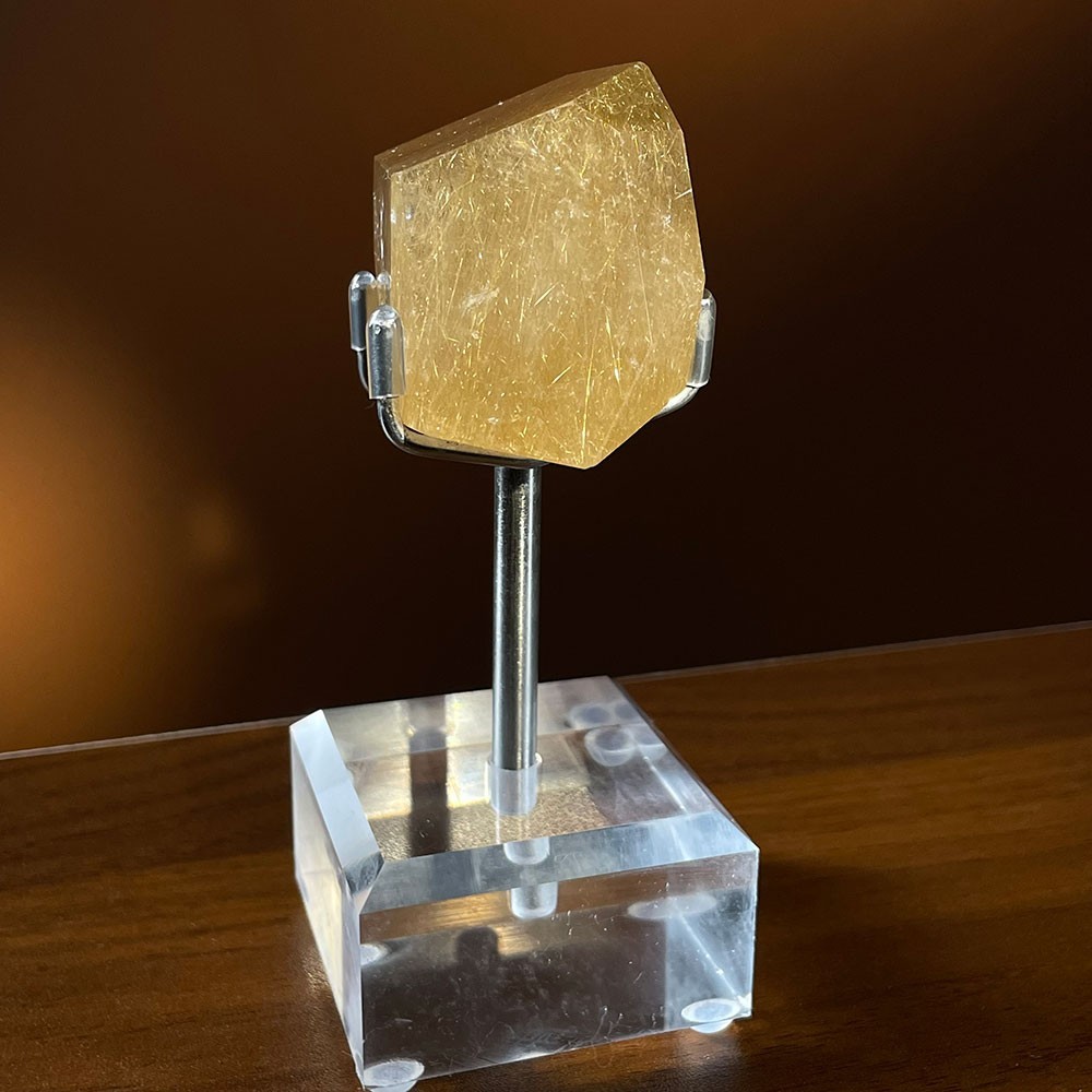 AAA+ Golden Rutilated Quartz Freeform on Stand | High Grade Gold Rutile Specimen