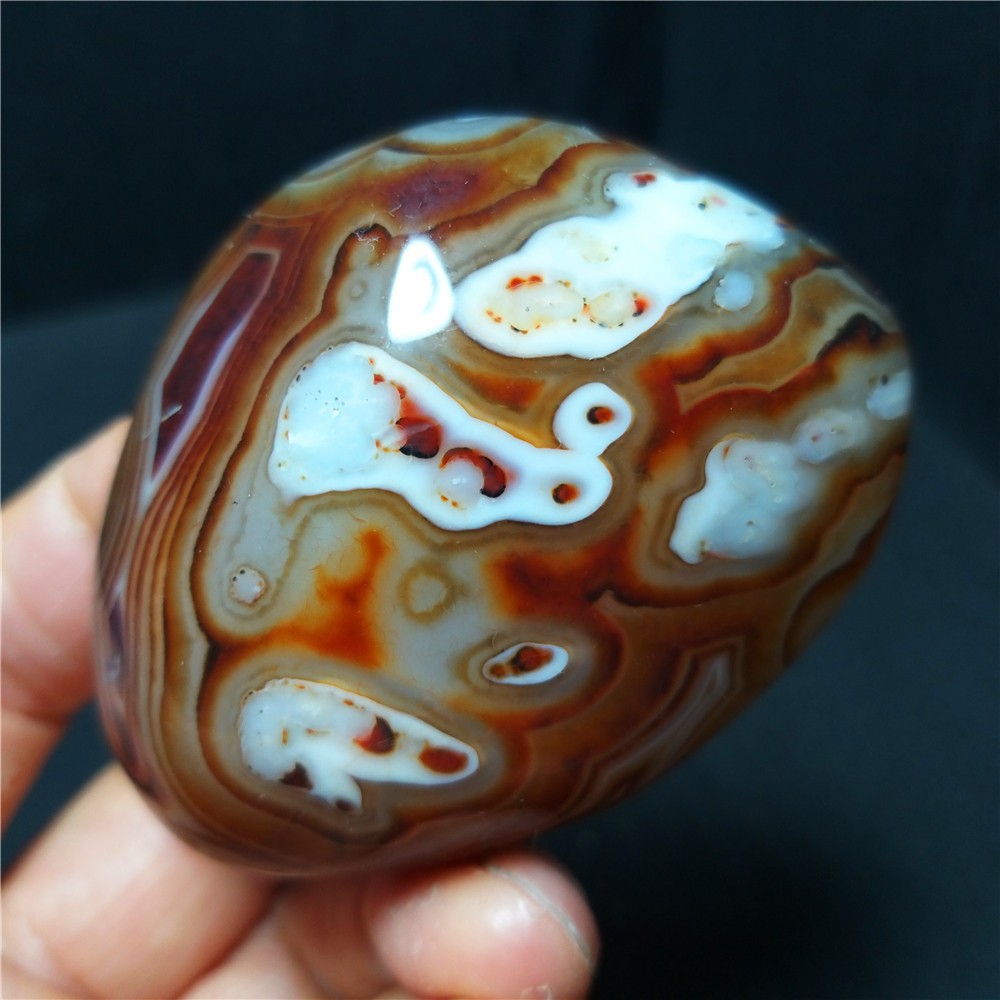 TOP 98.8G Natural Polished Silk Banded Lace Stone Madagascar 1244