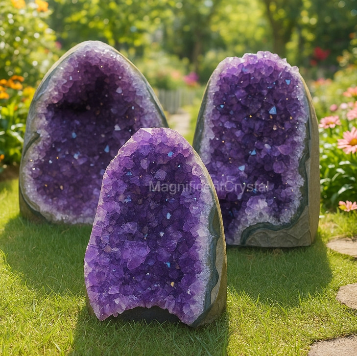 400G Raw Amethyst Natural Geode Druze Crystal Quartz Cluster Cut Base Art Decor