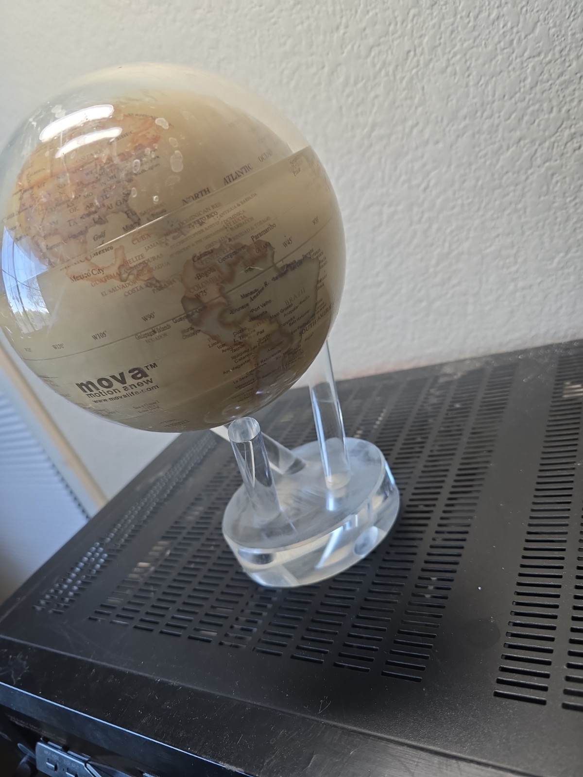 MOVA Antique Beige 4.5 Inch Solar Rotating World Globe with Acrylic Stand