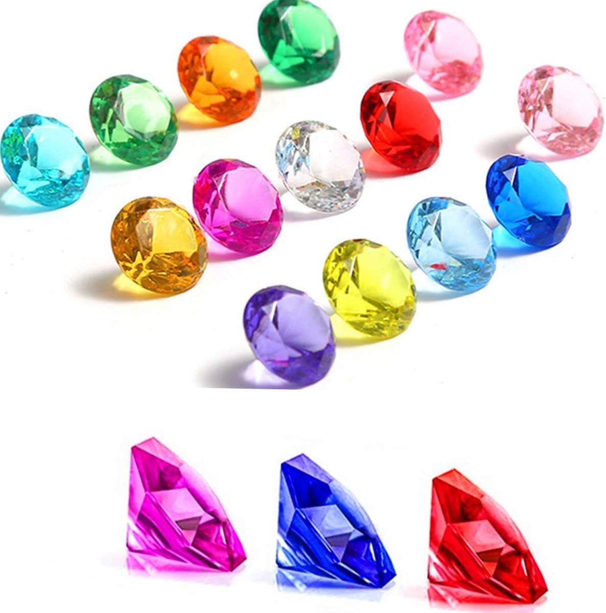50 PCS Acrylic Crystal 20mm Round Diamond Crystals Treasure, Chest Hunt