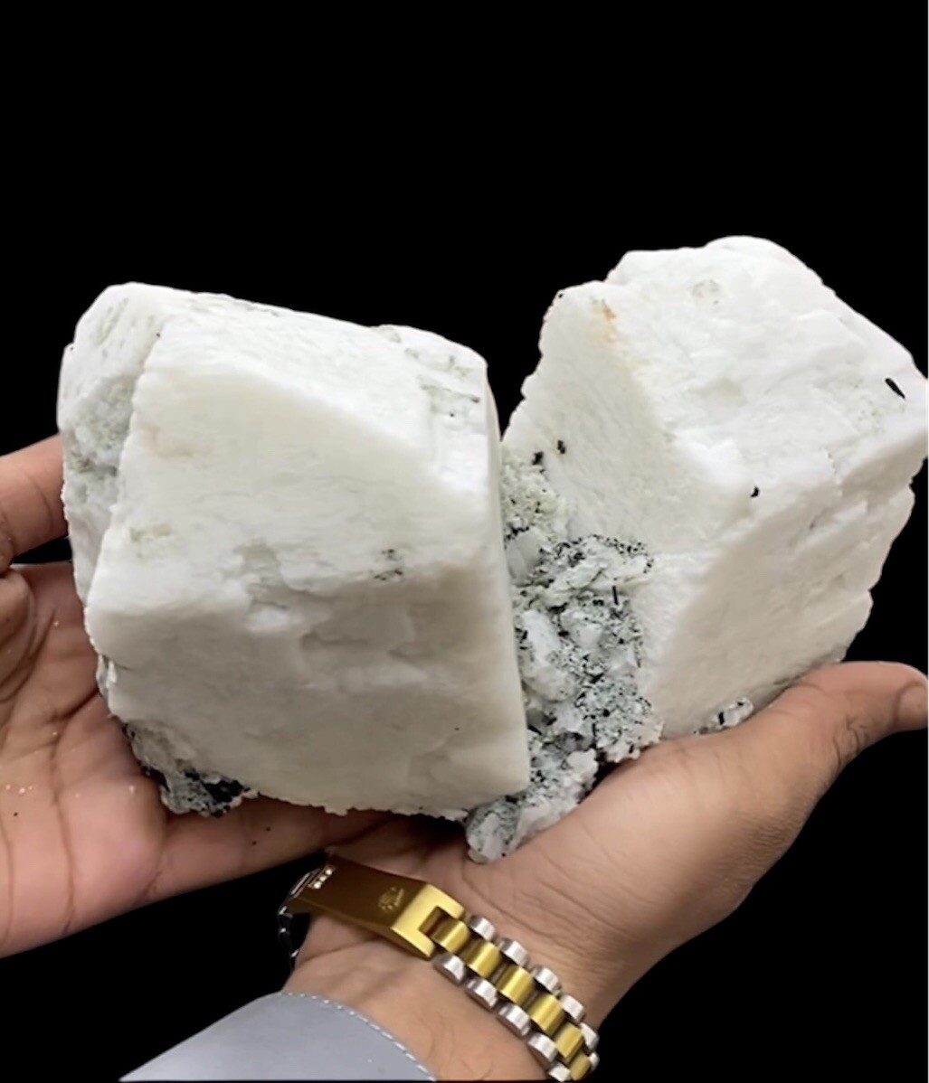 Connected Pair Of Feldspar Crystals with Schorl Tourmaline @ Pakistan-2250 grams