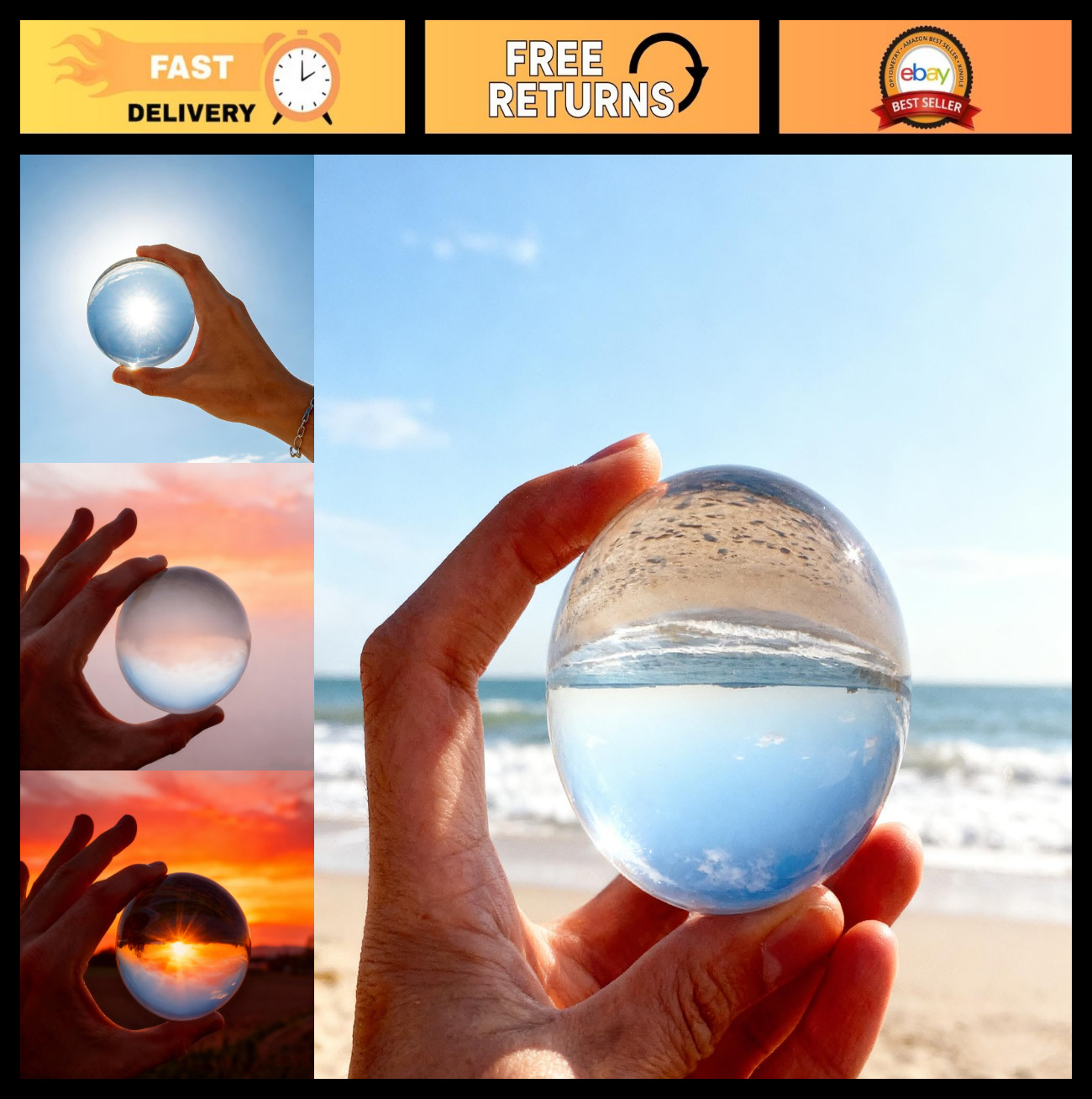 60mm Clear Crystal Ball – Handcrafted Photography Prop, Divination Sphere, Home